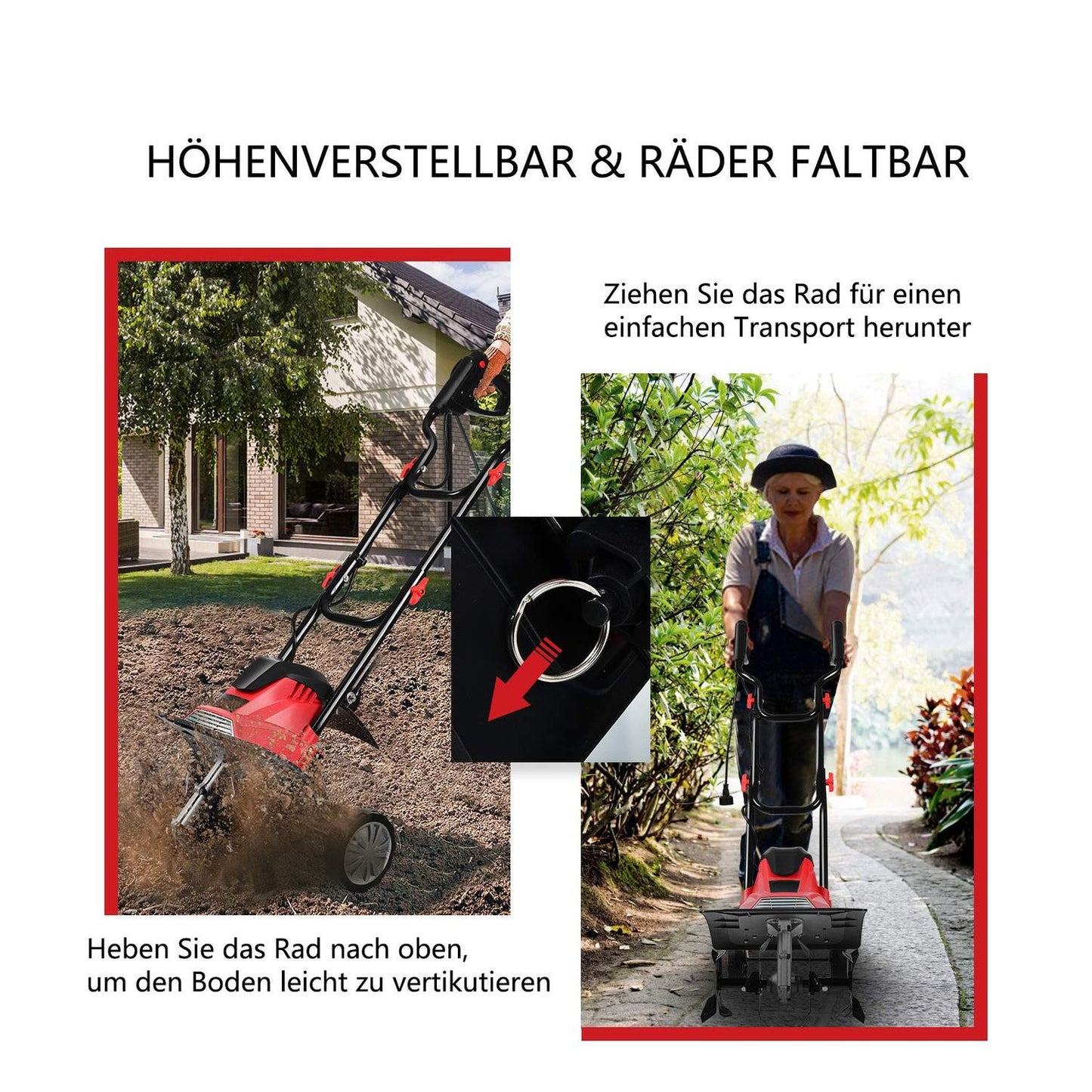 Electric tiller and cultivator electric tiller tiller garden tiller red and black