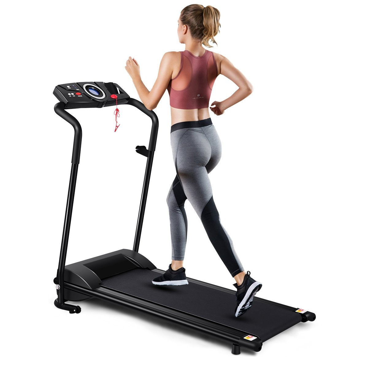 Electric treadmill foldable exercise bike rollable fitness device LCD display