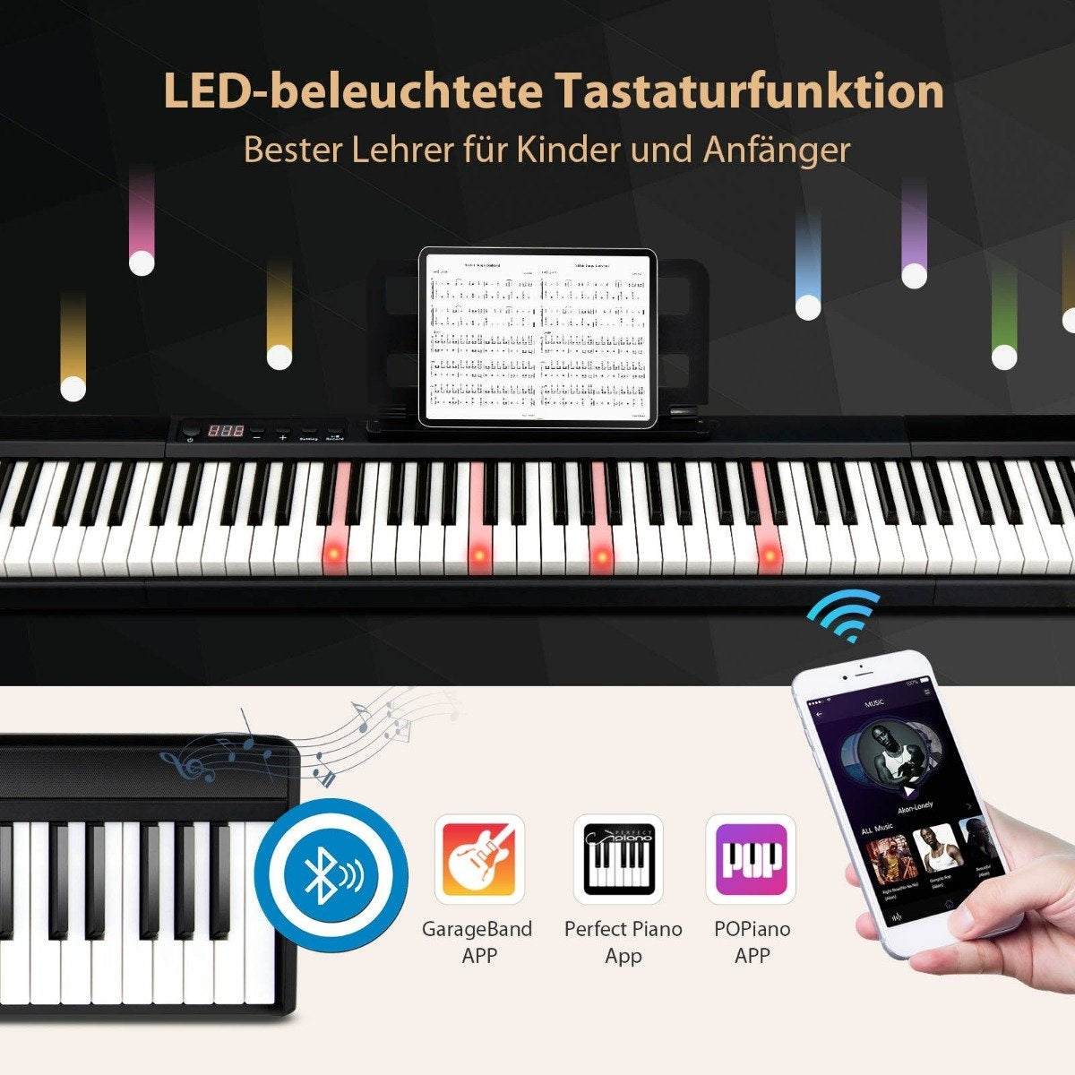 Electronic Keyboard 88 Keyboard Electric Piano Digital Keyboard Musical Instrument Set