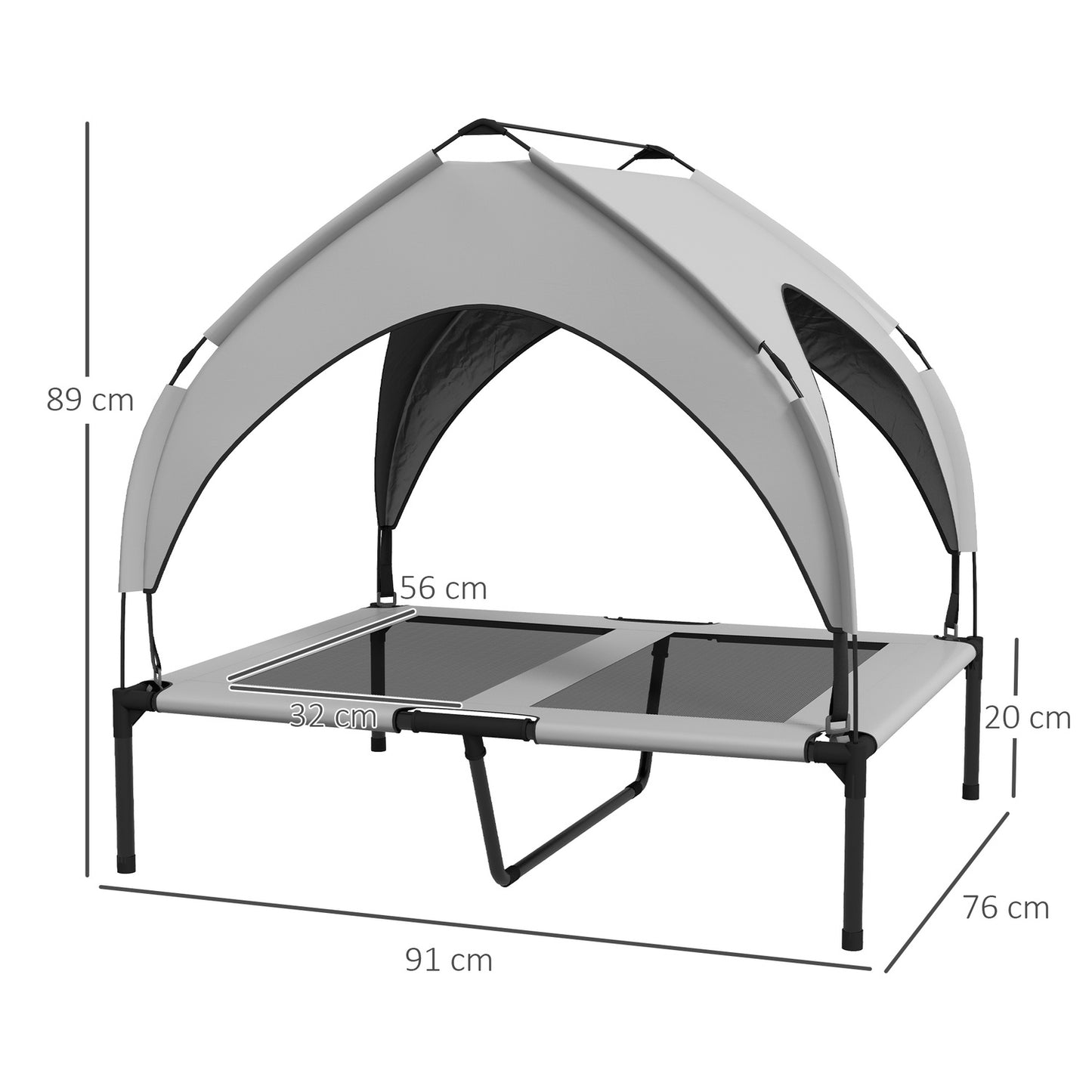 Outdoor Elevated Dog Bed with Breathable Canopy, Large