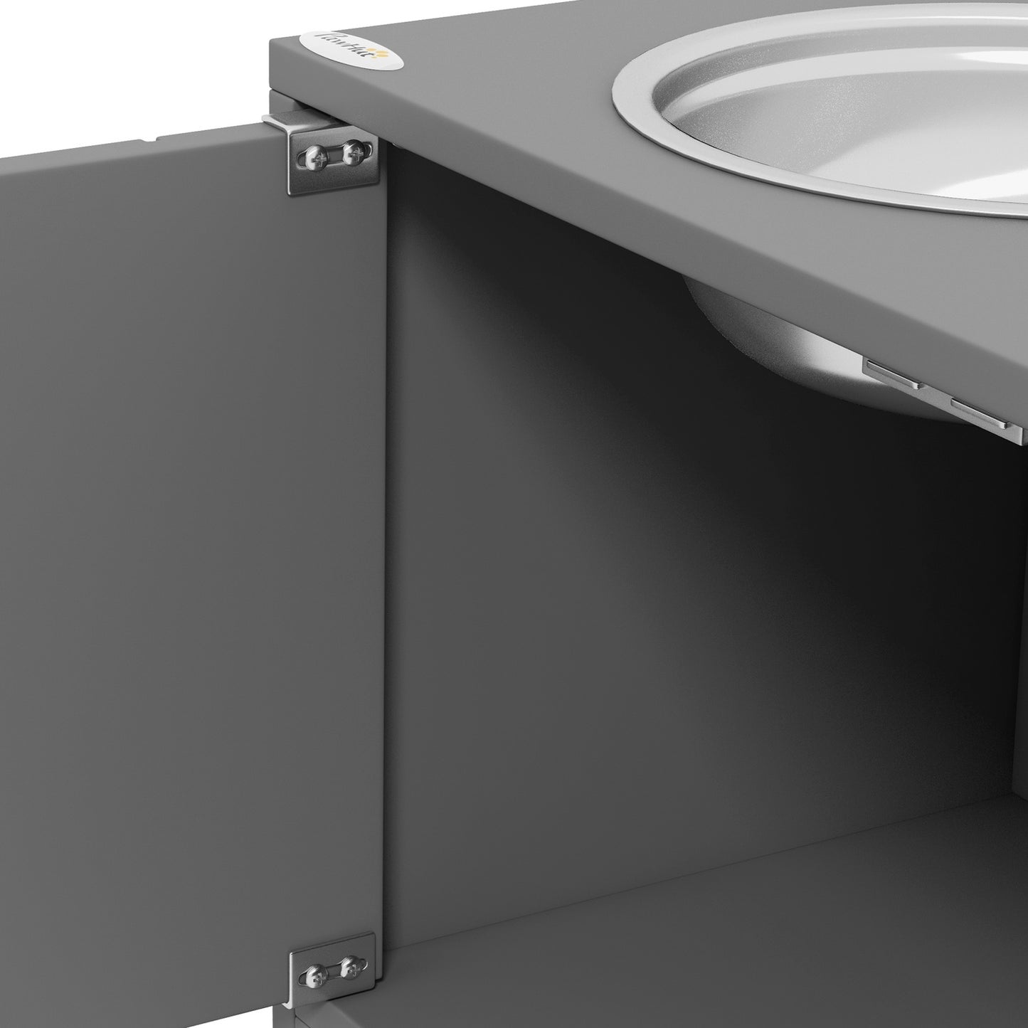 Elevated Dog Feeding Station with Storage, Stainless Bowls