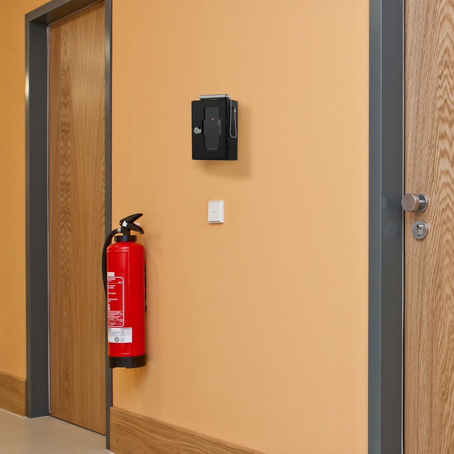 Emergency key box with flap