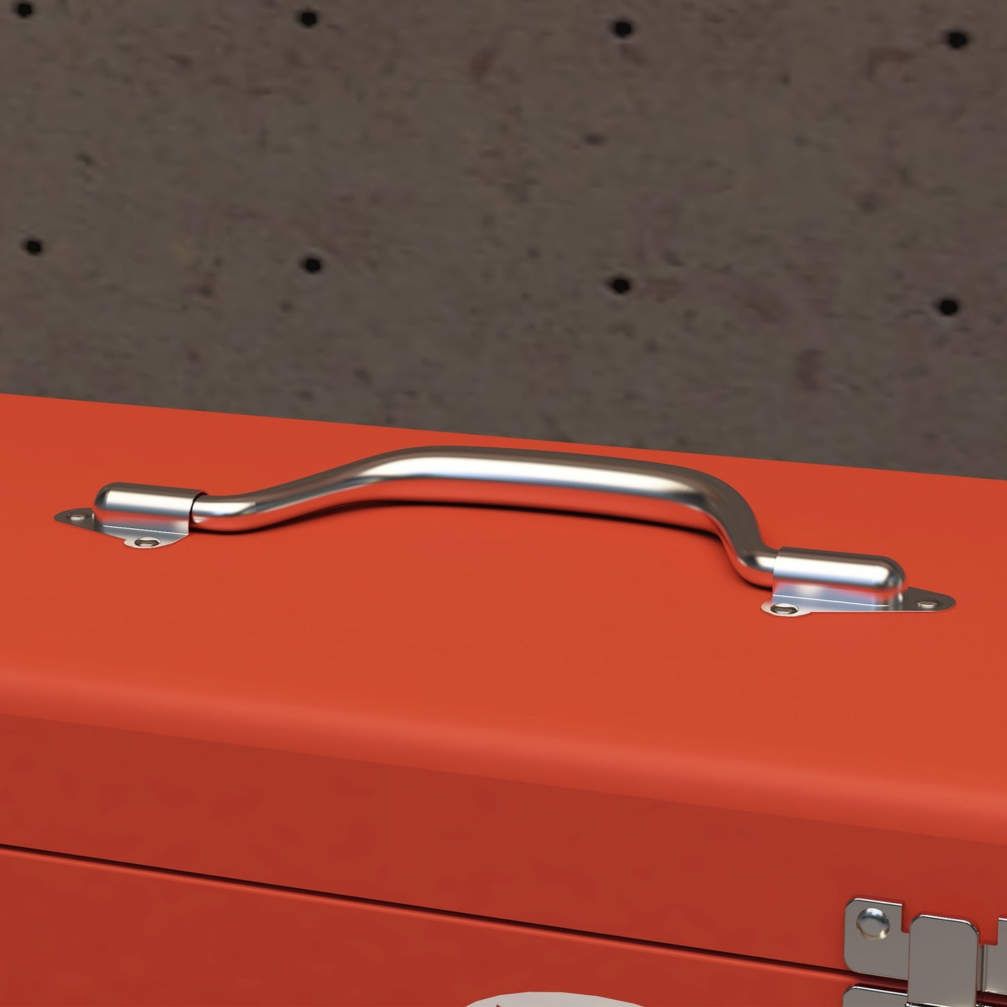 Red steel tool box with 3 drawers - 45 x 24 x 27 cm