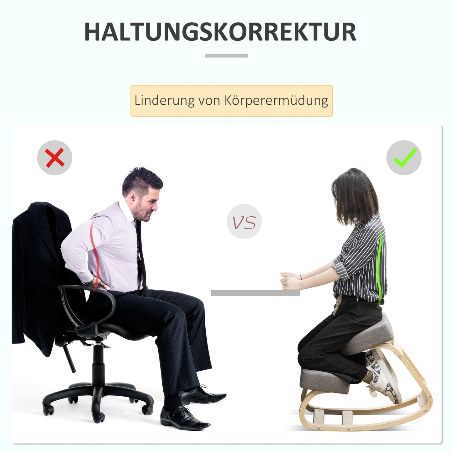 Ergonomic Kneeling Chair, Birch Wood, 120kg Capacity, Gray