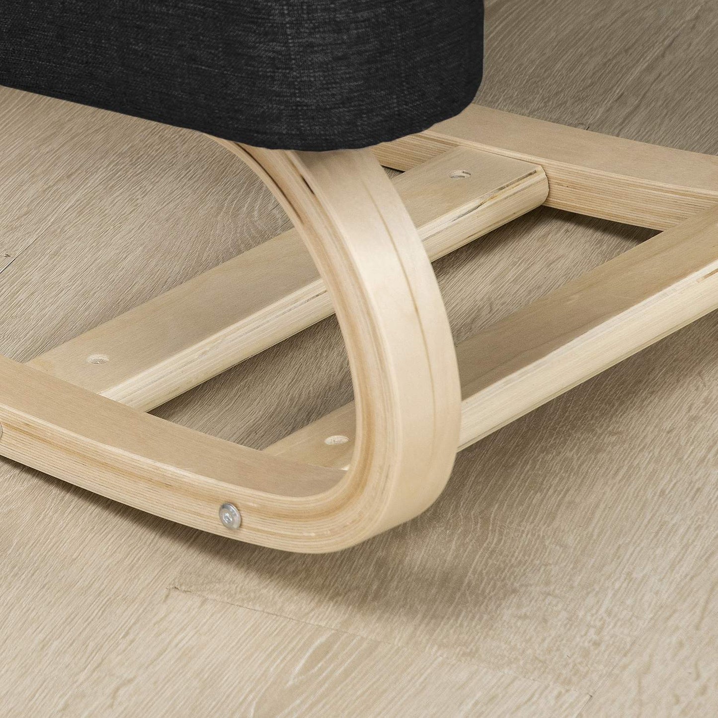 Ergonomic Kneeling Chair, Birch Wood, Black, 120 kg Capacity