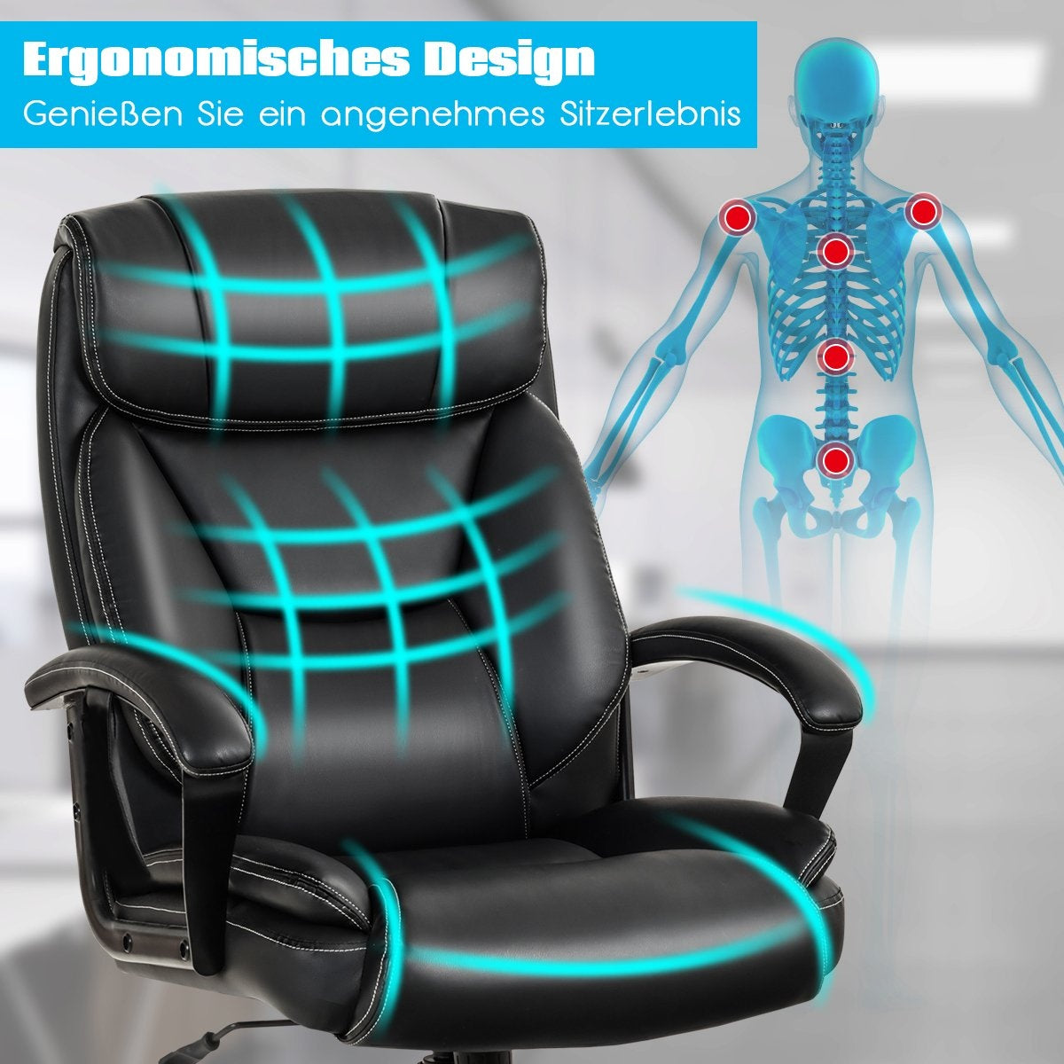 Ergonomic Office Chair, Adjustable Height, 360° Swivel