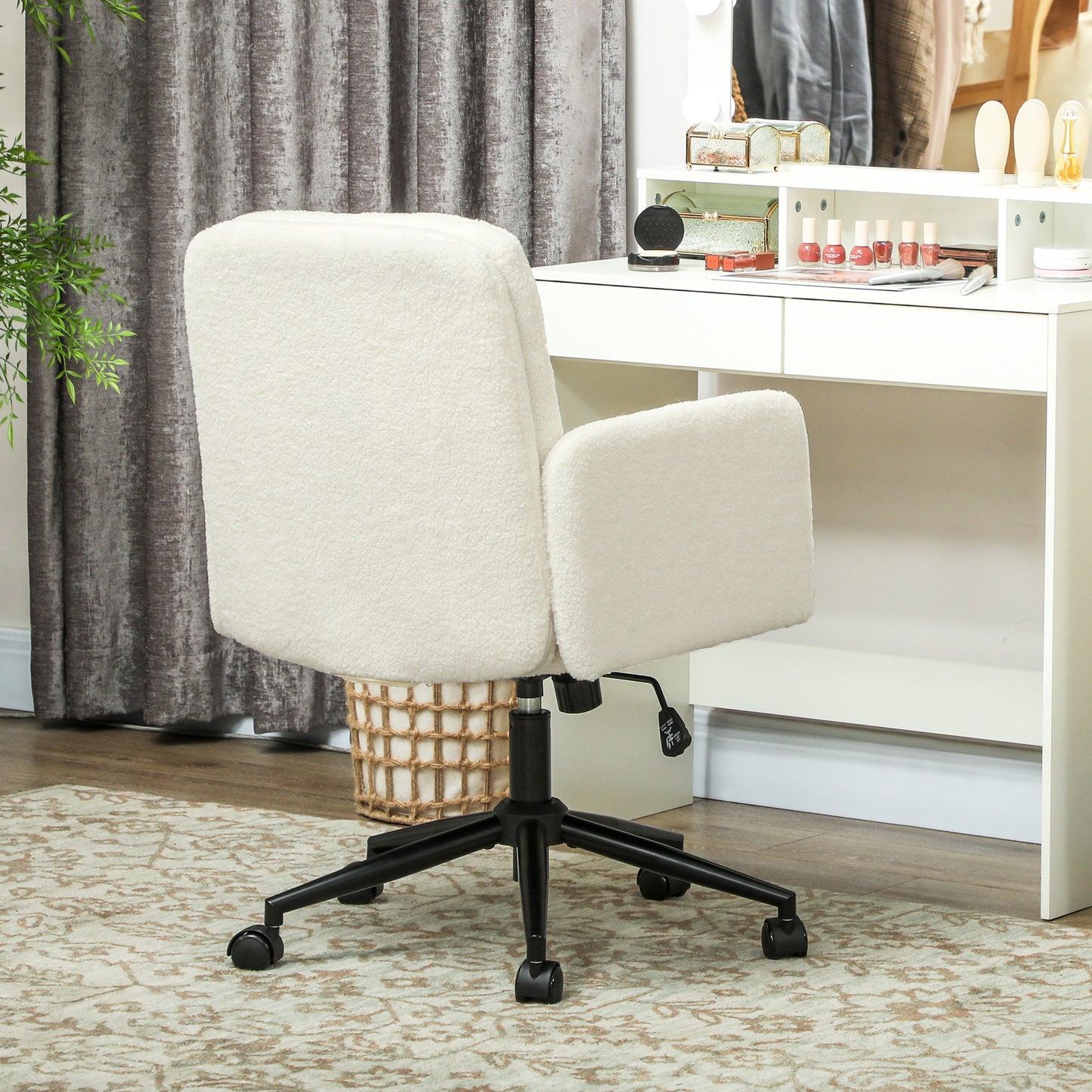 Ergonomic Office Chair, Fabric Cover, Adjustable, Cream