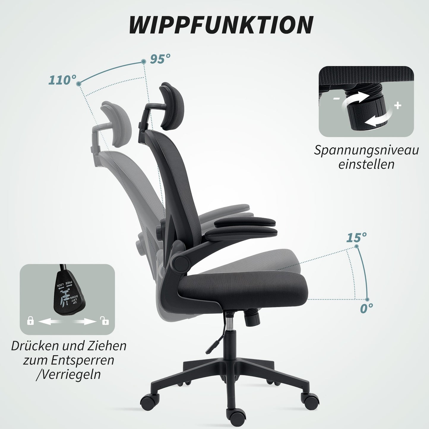 Ergonomic Office Chair with Adjustable Headrest and Lumbar Support