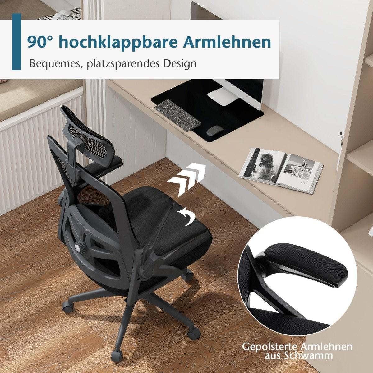Ergonomic Office Chair with Adjustable Lumbar Support & Headrest computer chair black