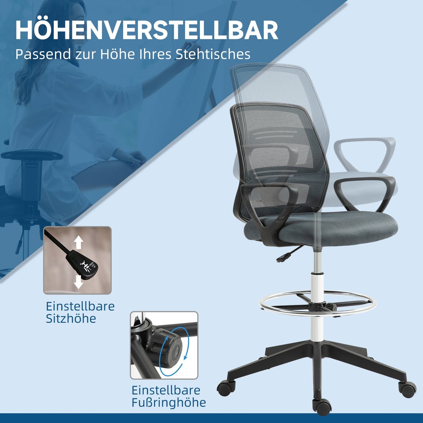 Ergonomic Office Chair with Armrests and Adjustable Footrest