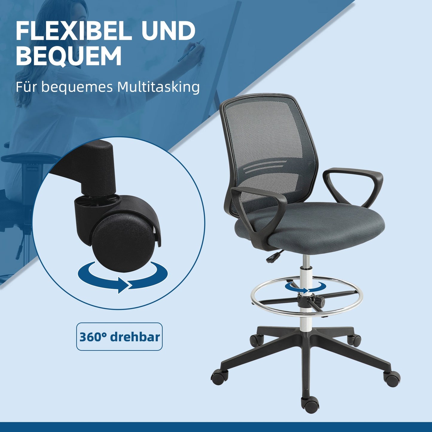 Ergonomic Office Chair with Armrests and Adjustable Footrest