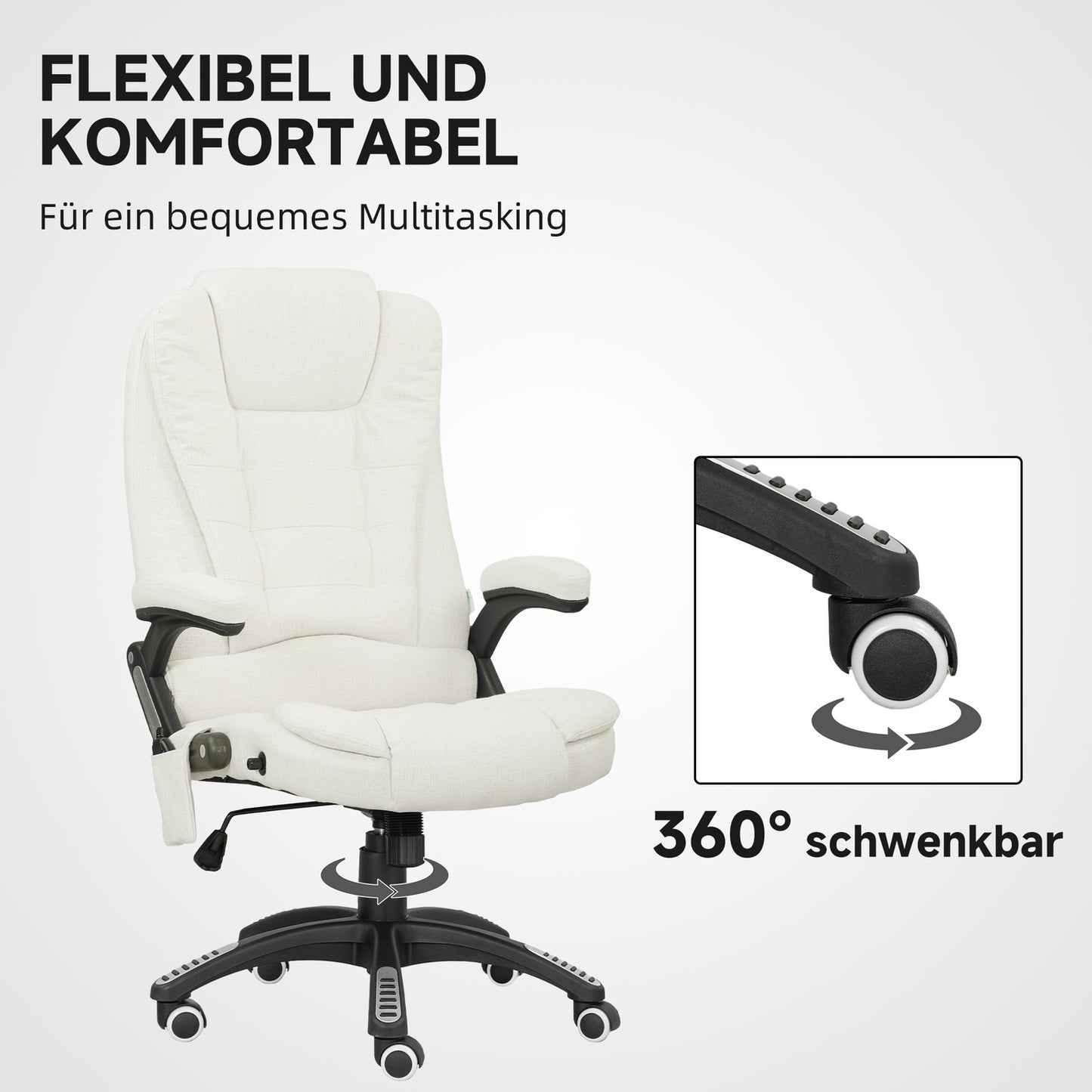 Ergonomic Office Chair with Massage, Cream White, 68x72x110-120 cm