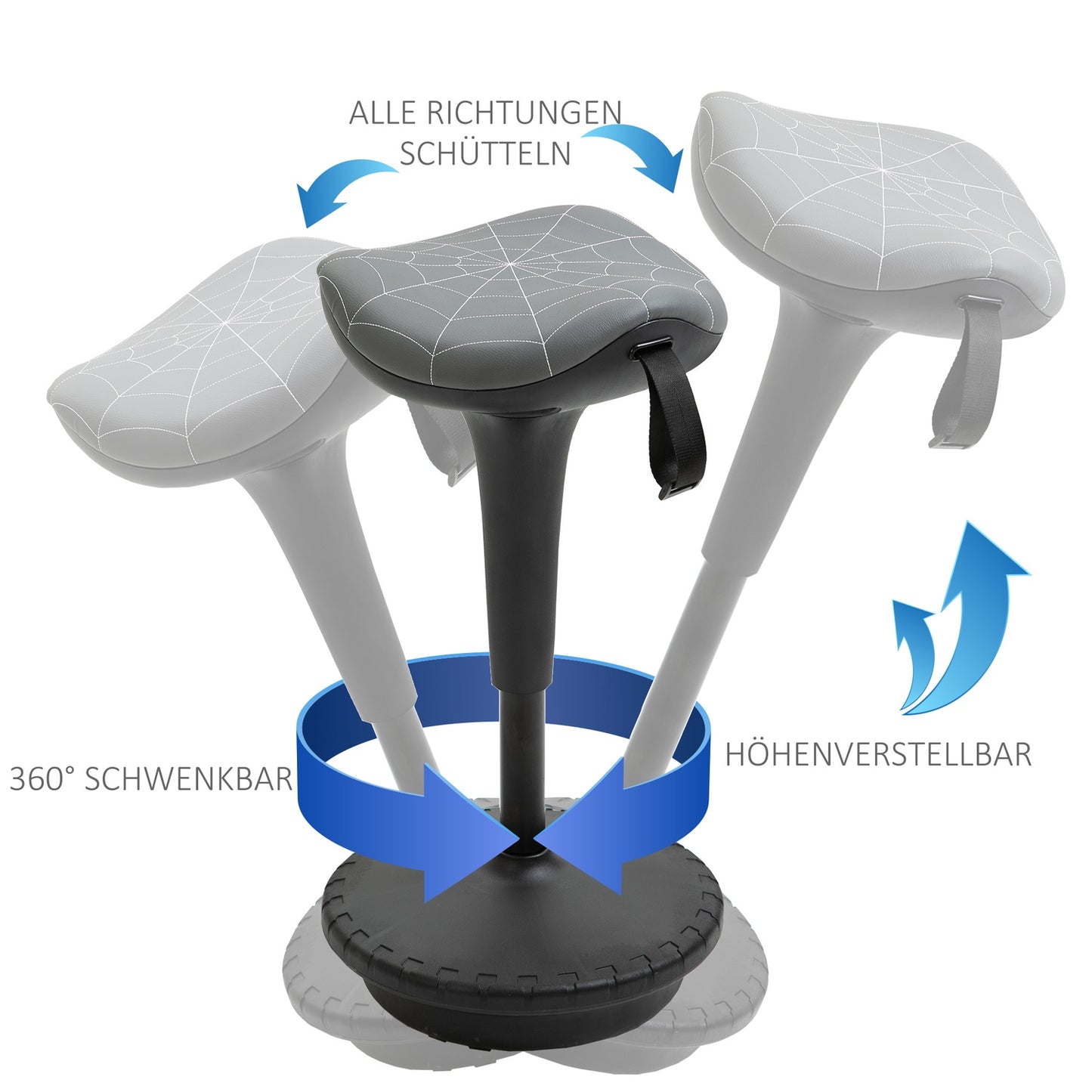 Ergonomic Swivel Stool, Adjustable Height 65.5-83.5 cm, Grey