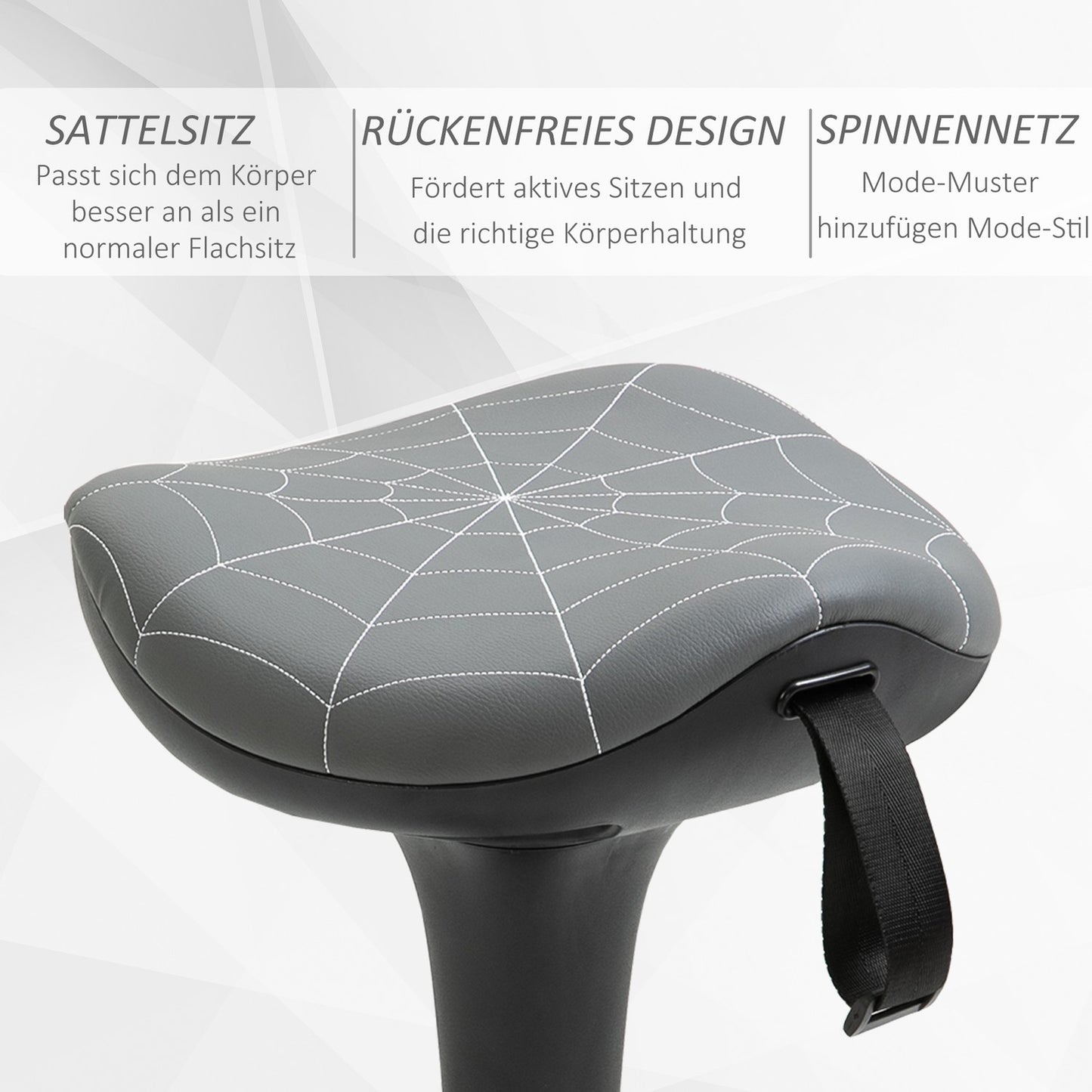 Ergonomic Swivel Stool, Adjustable Height 65.5-83.5 cm, Grey
