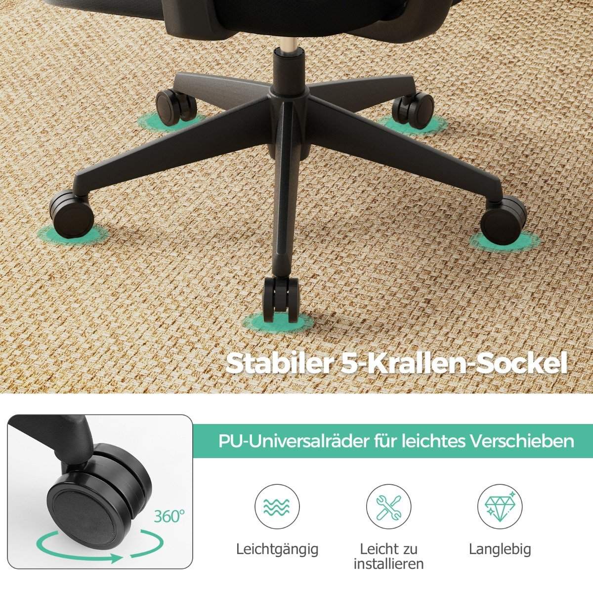 Ergonomic office chair with N-shaped lumbar support Swivel desk chair Black