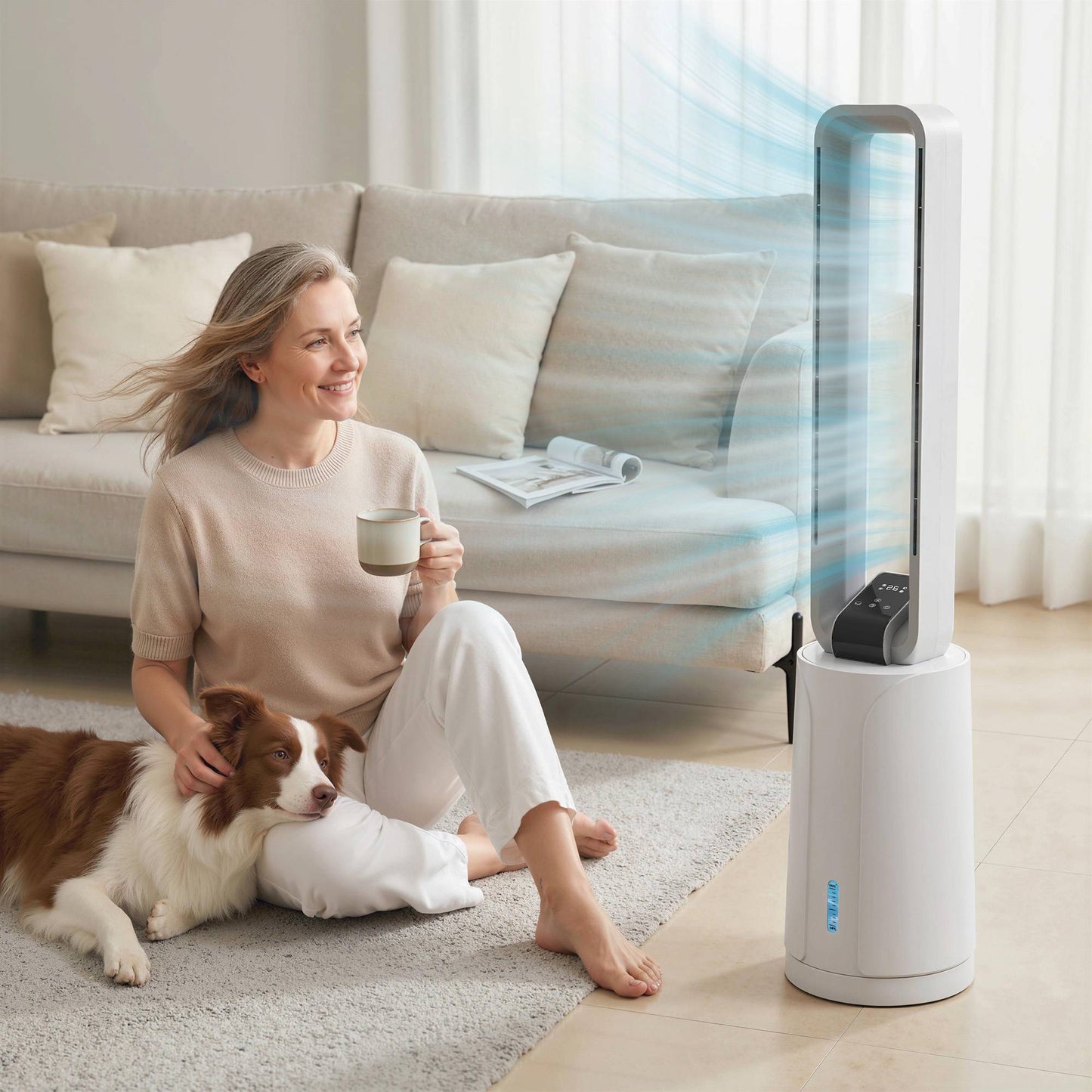 Evaporative Air Cooler with Remote, 15-Hour Timer, White