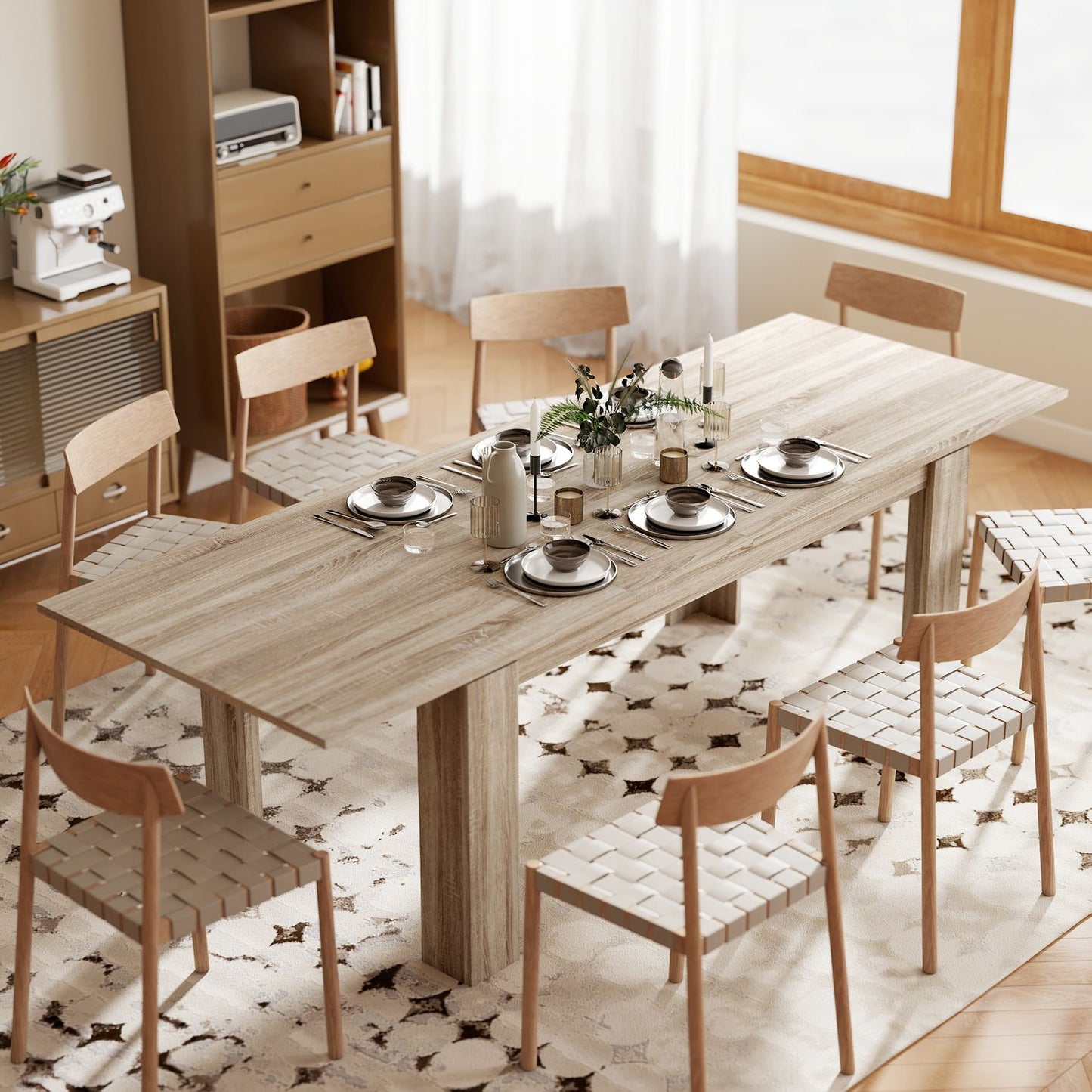 Extendable Dining Table, 180-260 cm, Seats 6-10, Wood
