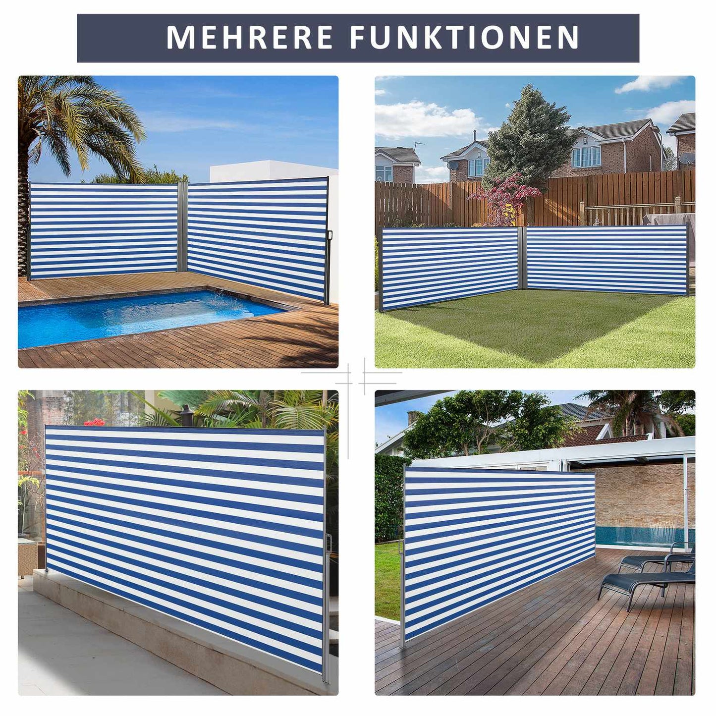 Retractable side awning, 300x160 cm UV & Wind protection