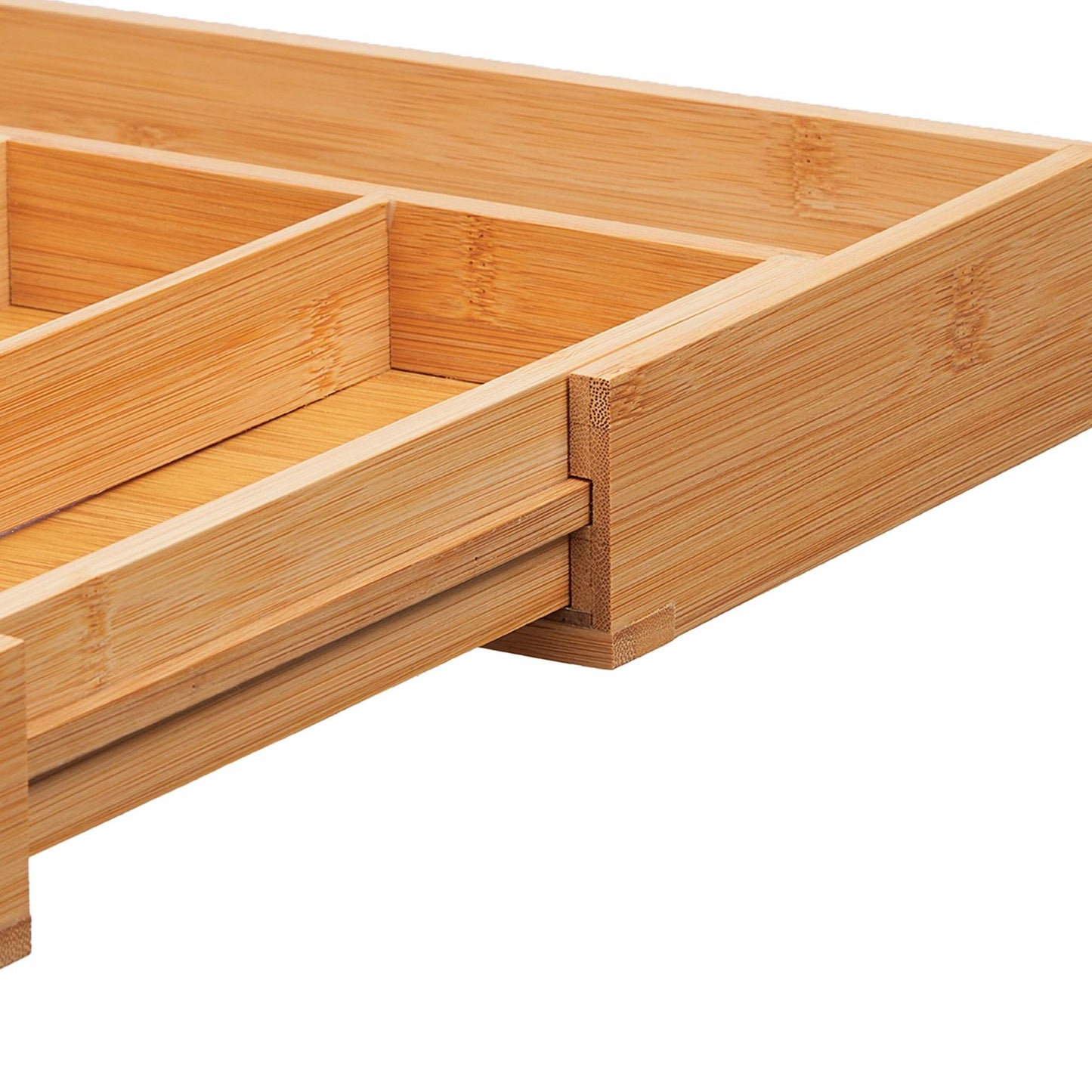 Extendable bamboo cutlery tray