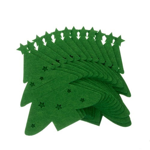 Felt Christmas Tree Cutlery Holders, Set of 12