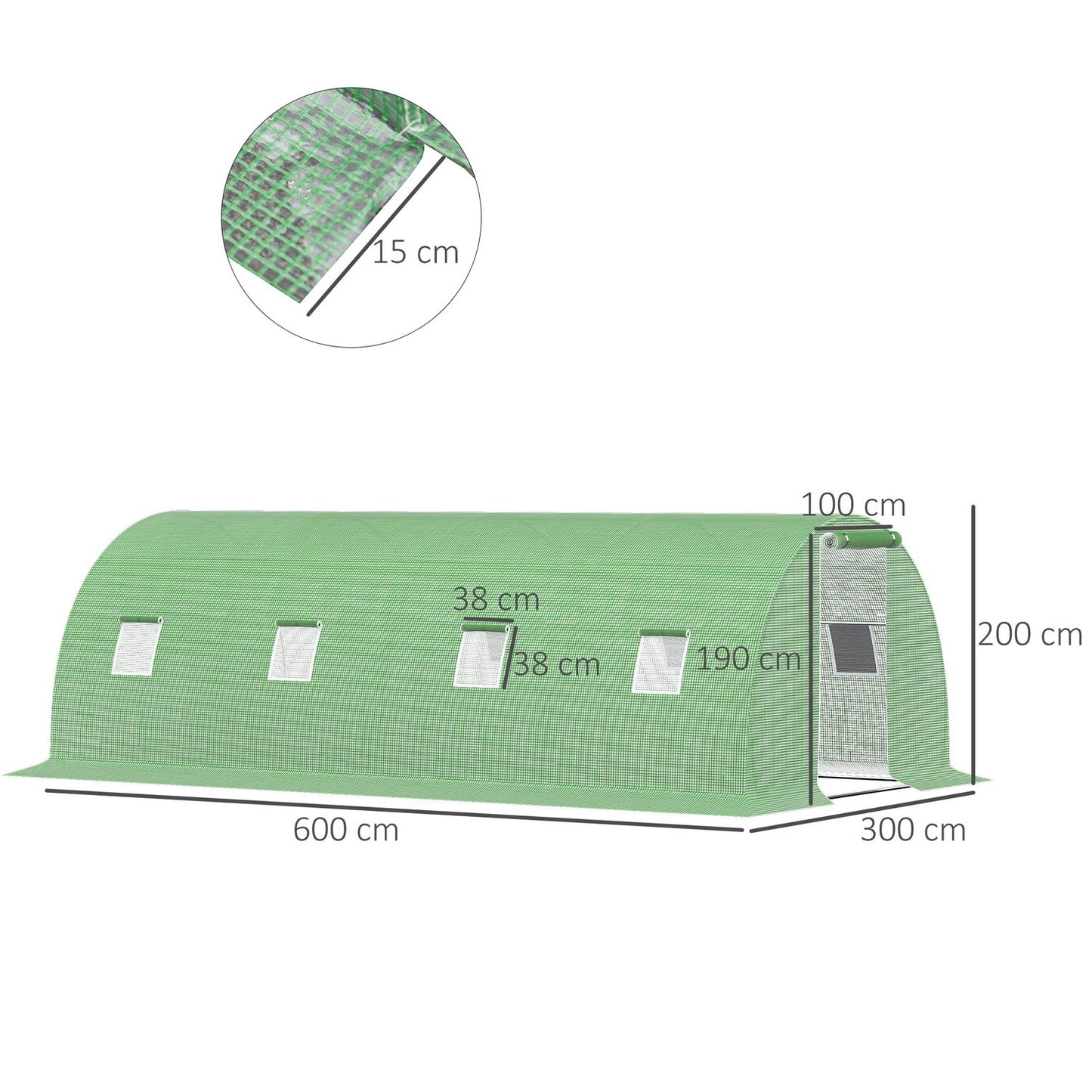 Walk-In Film Greenhouse 6x3m, Frost protection, Steel frame