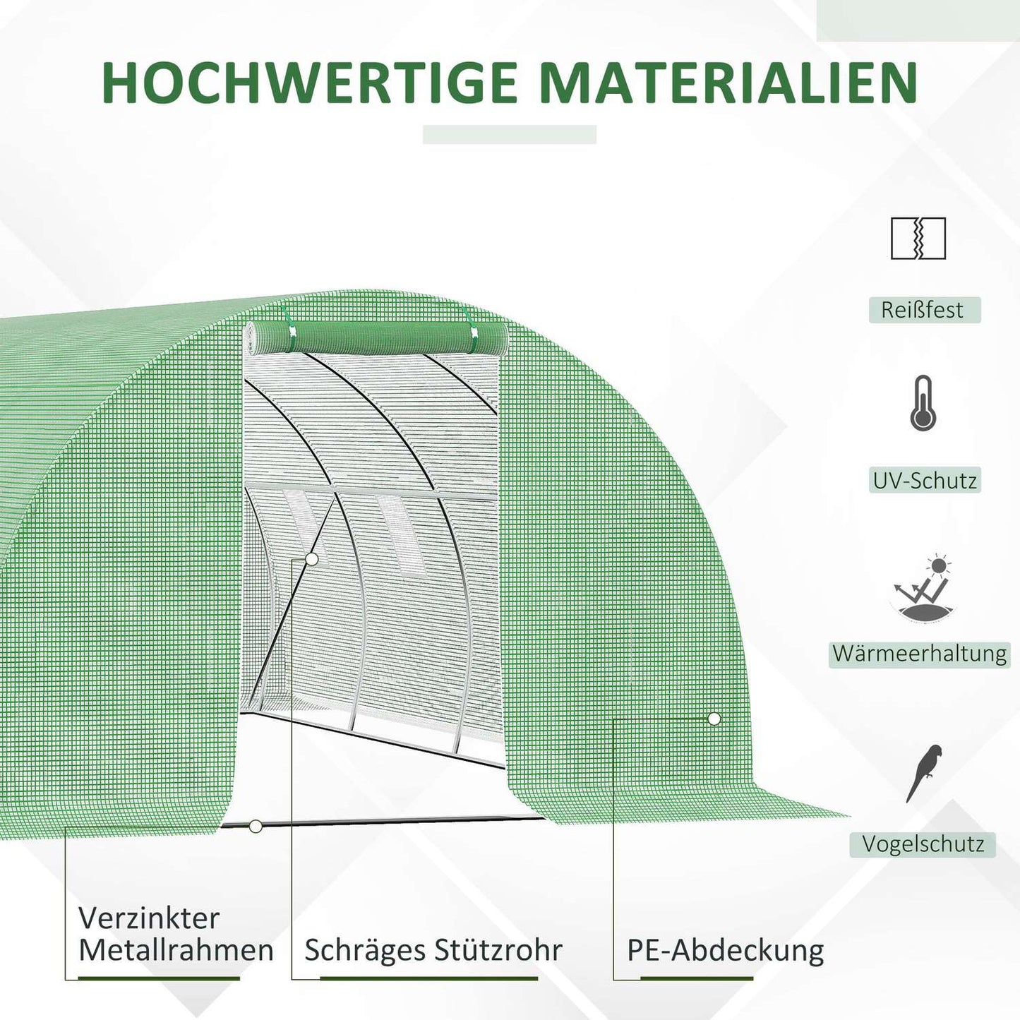 Walk-In Film Greenhouse 6x3m, Frost protection, Steel frame