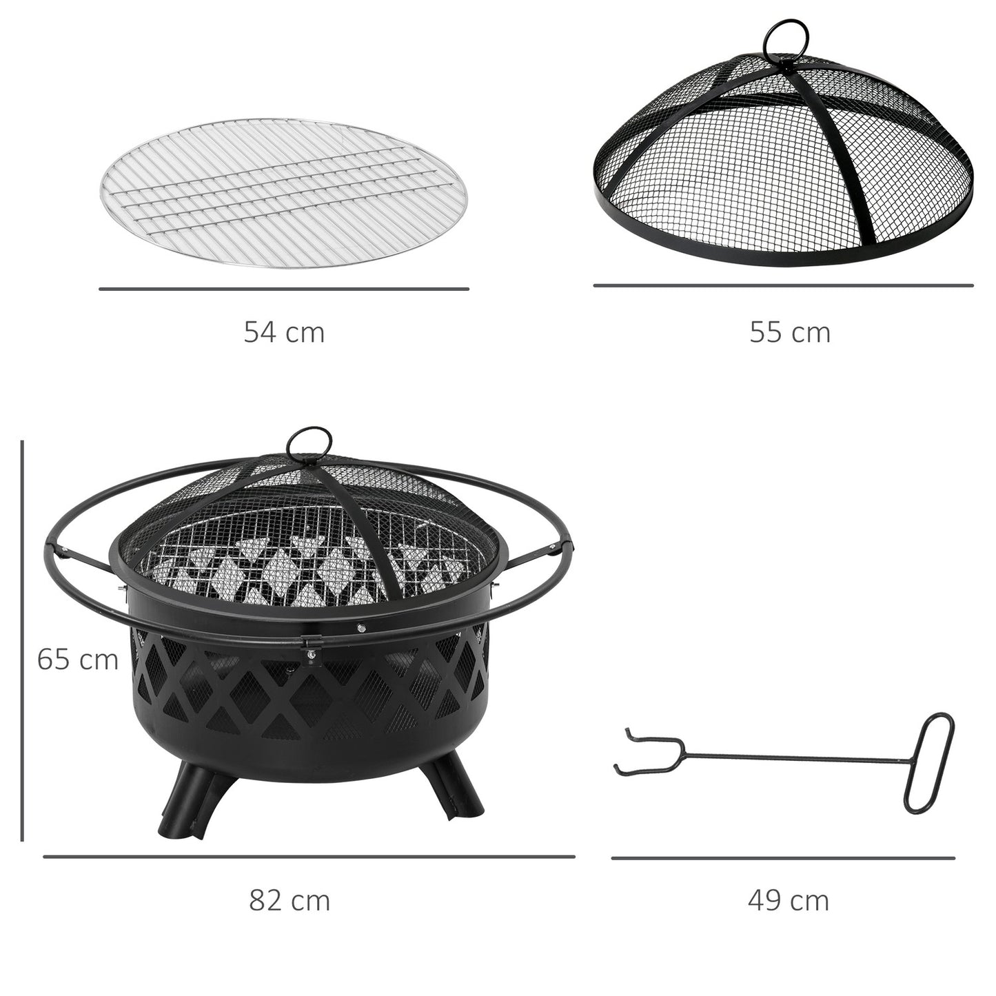 2-in-1 Fire Pit & Grill with spark guard Ø82 Cm