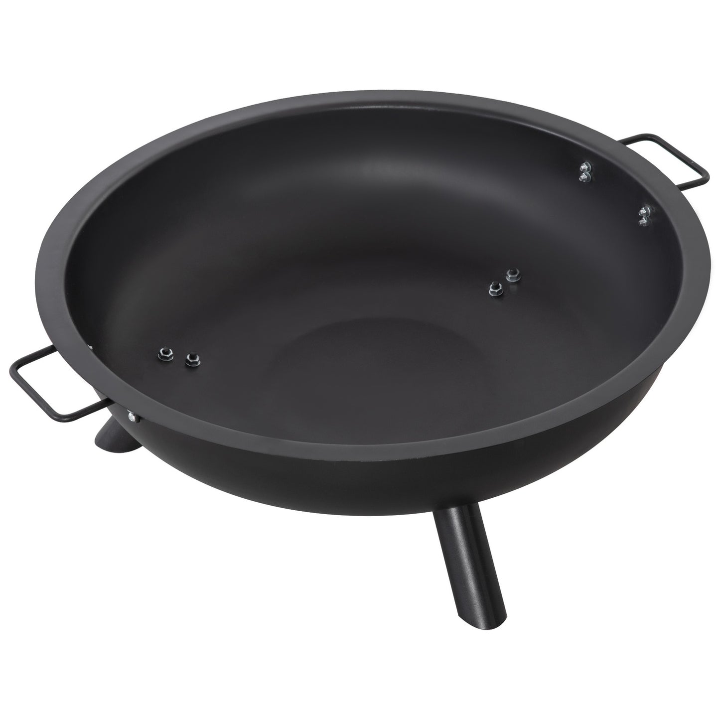 Steel Fire Pit Bowl with Poker - Round, Black, 79cm