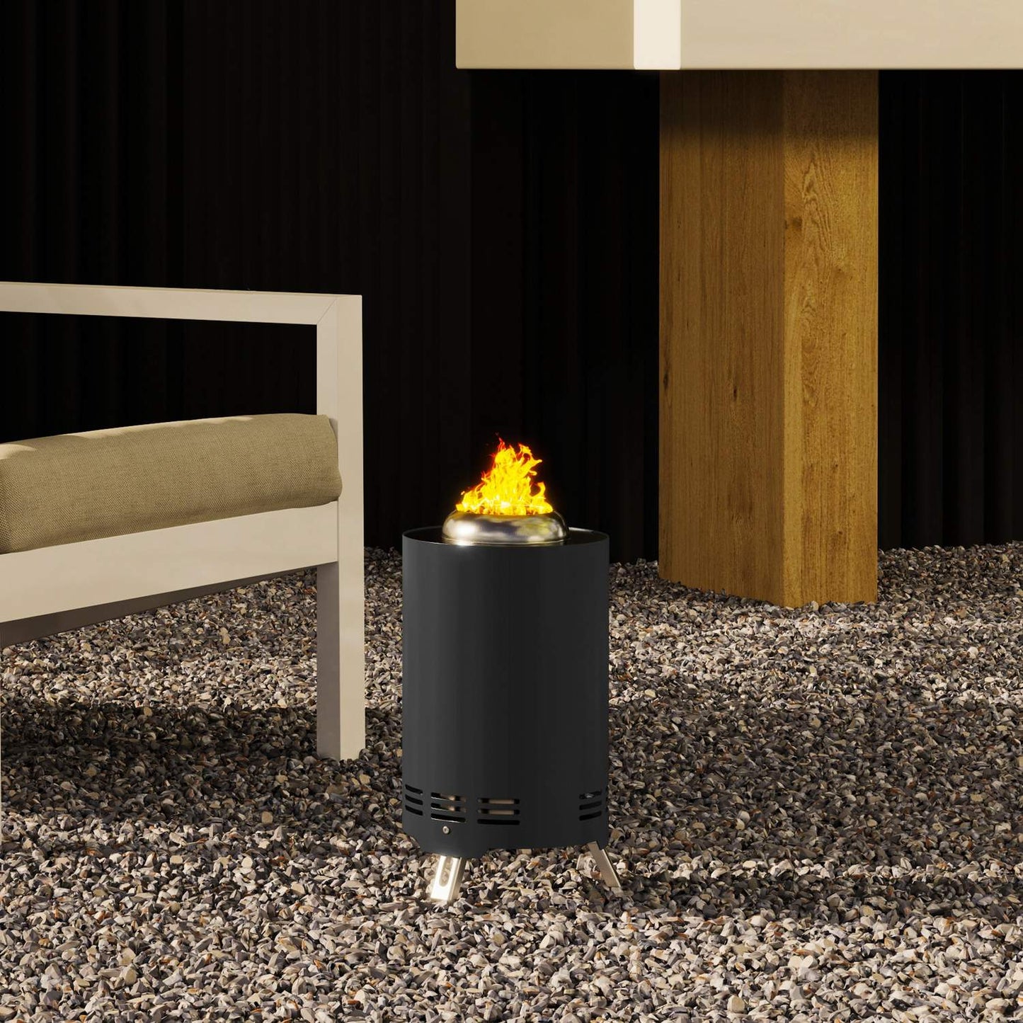 Stainless steel smokeless fireplace with poker - Ø16x25cm