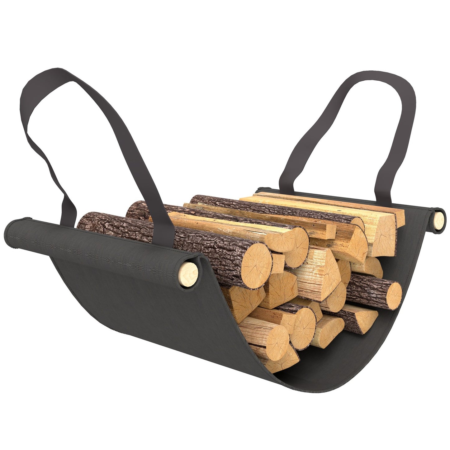 Firewood rack, 0.33 m³, with carrying bag & cover, metal frame, up to 150 kg, 120 x 36 x 99 cm, black