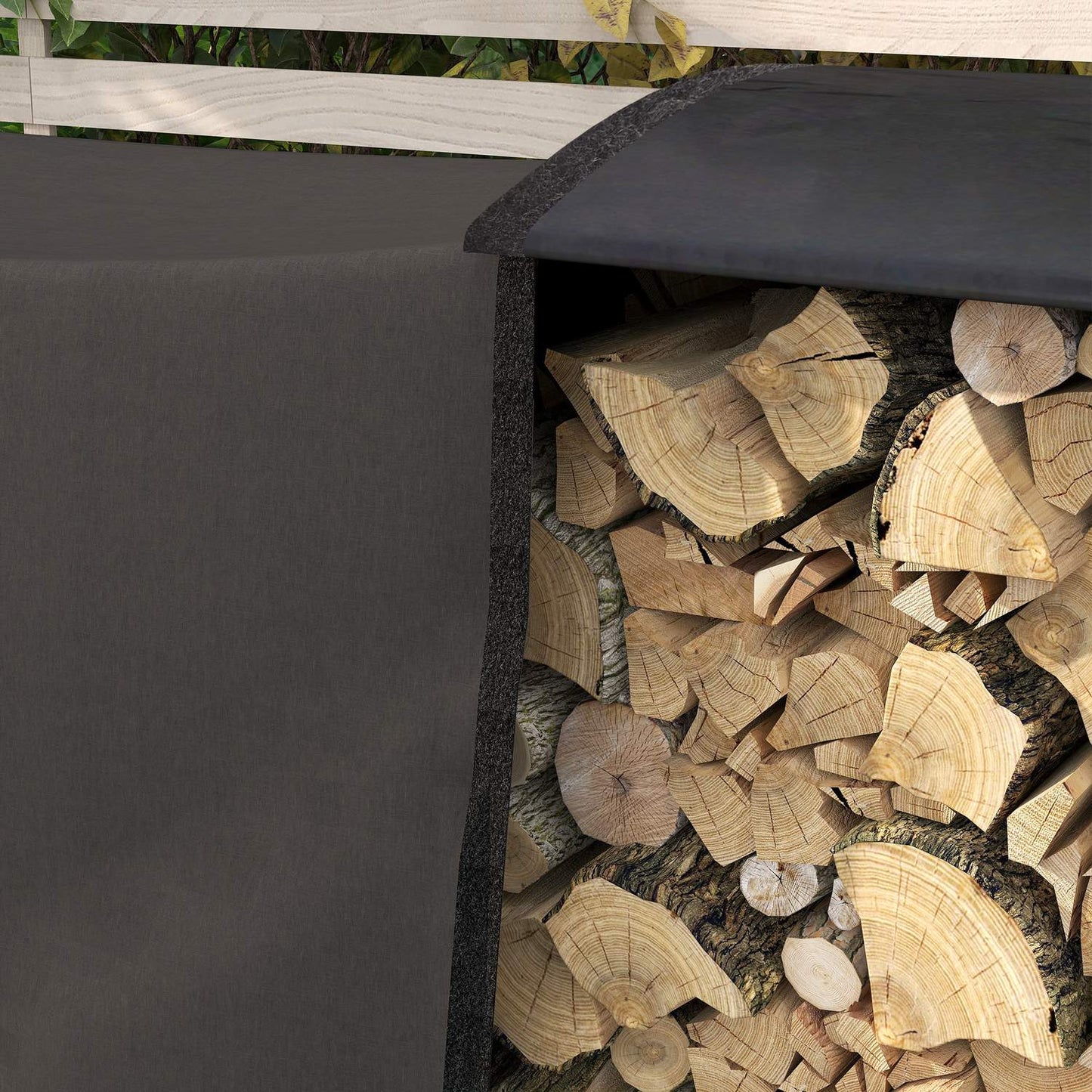 Firewood rack, 0.67 m³, with carrying bag & cover, metal frame, up to 200 kg, 240 x 36 x 99 cm, black