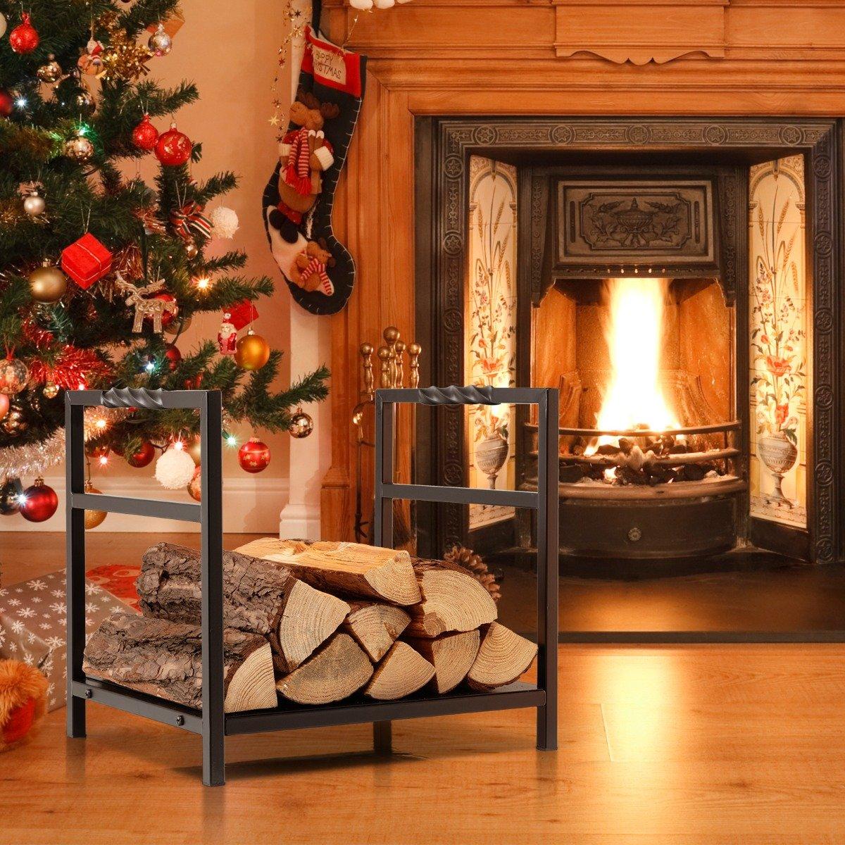 Firewood rack, firewood rack, metal firewood rack, log rack with base and handles