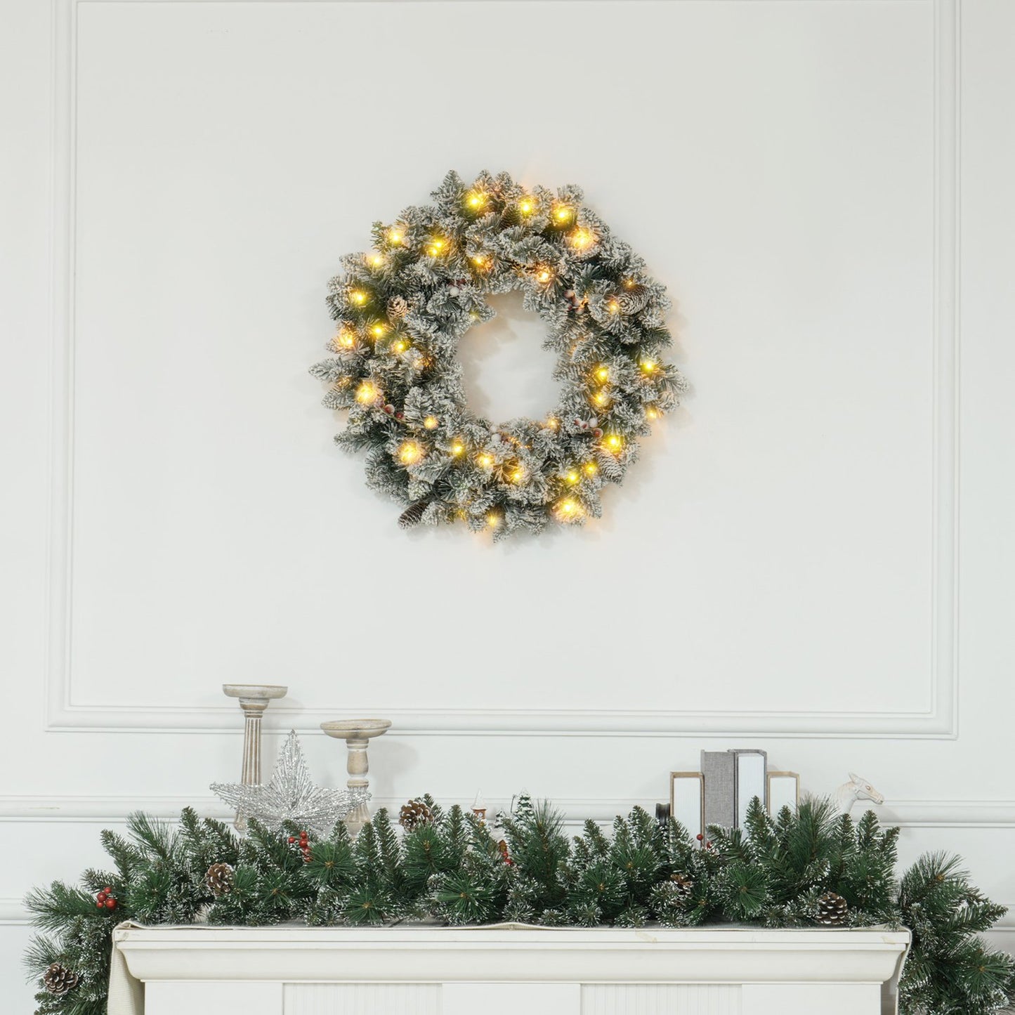Artificial Christmas tree wreath with LED lights, 60 cm