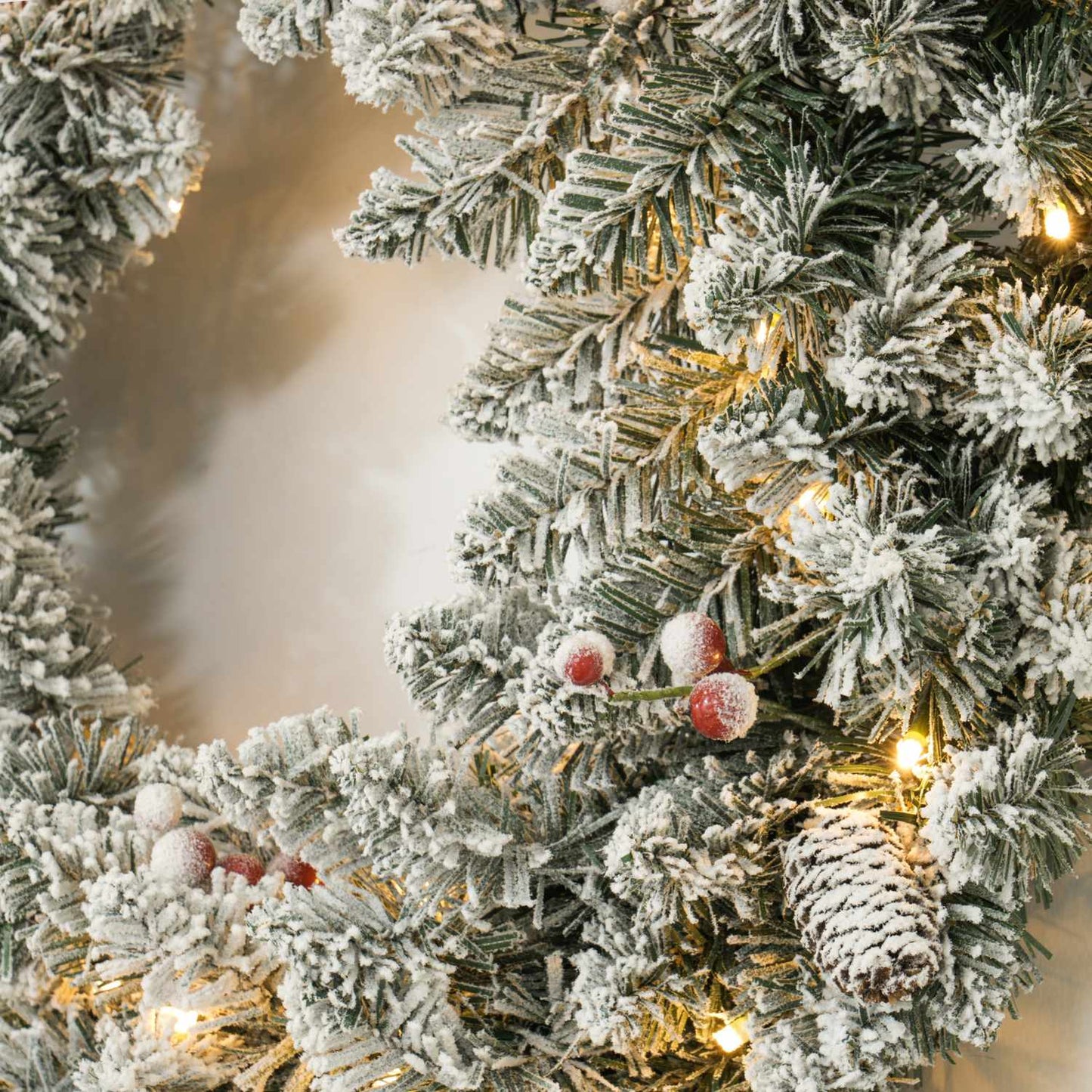 Artificial Christmas tree wreath with LED lights, 60 cm