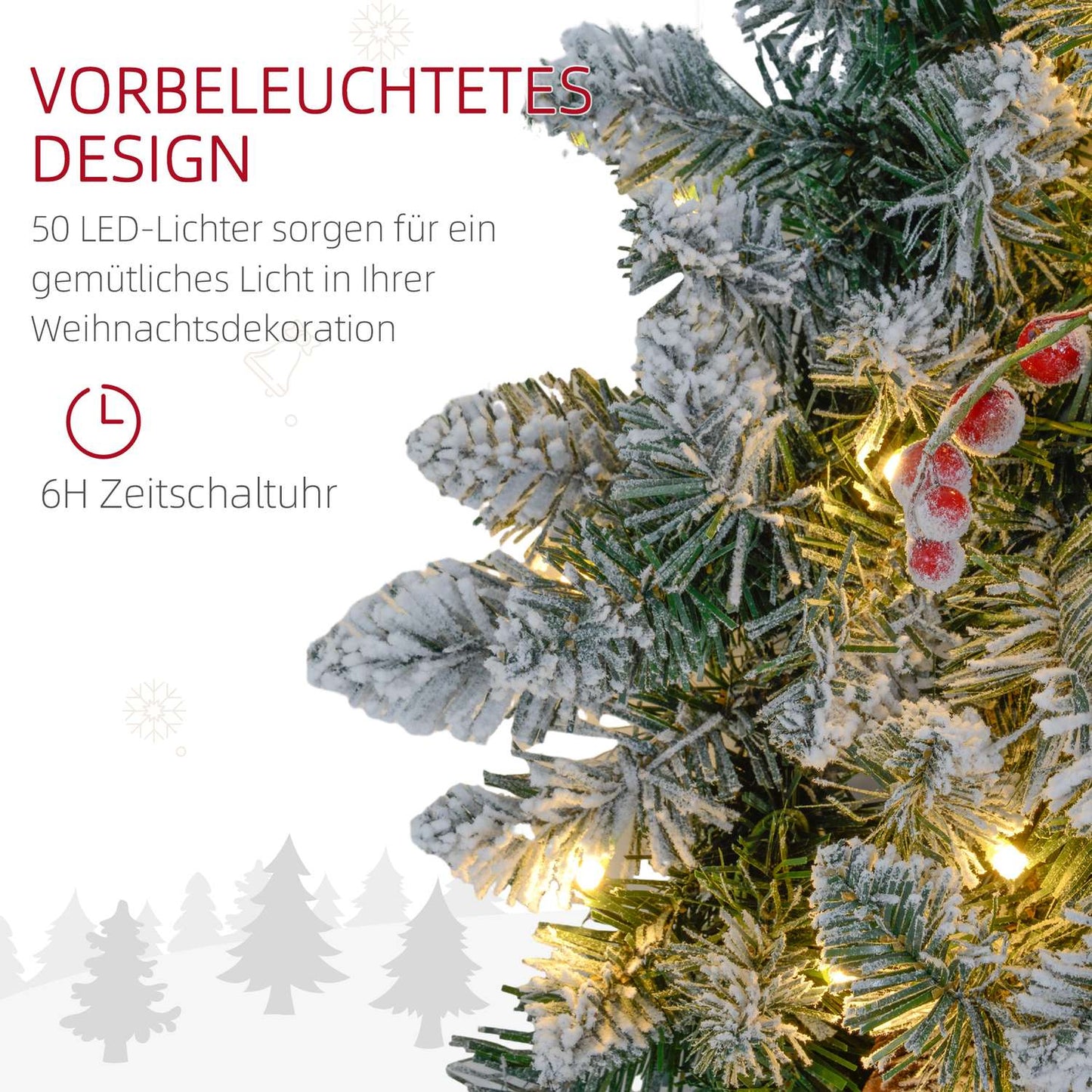 Artificial Christmas tree wreath with LED lights, 60 cm