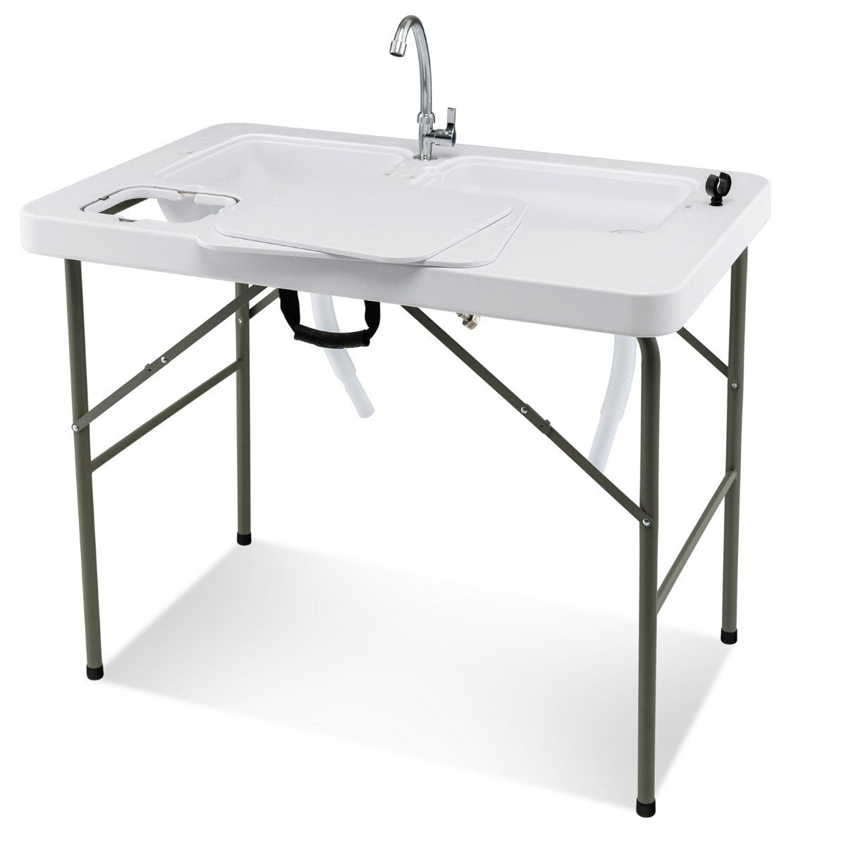 Fish cleaning table folding filleting table 101.5 x 65.5 x 107.5 cm white