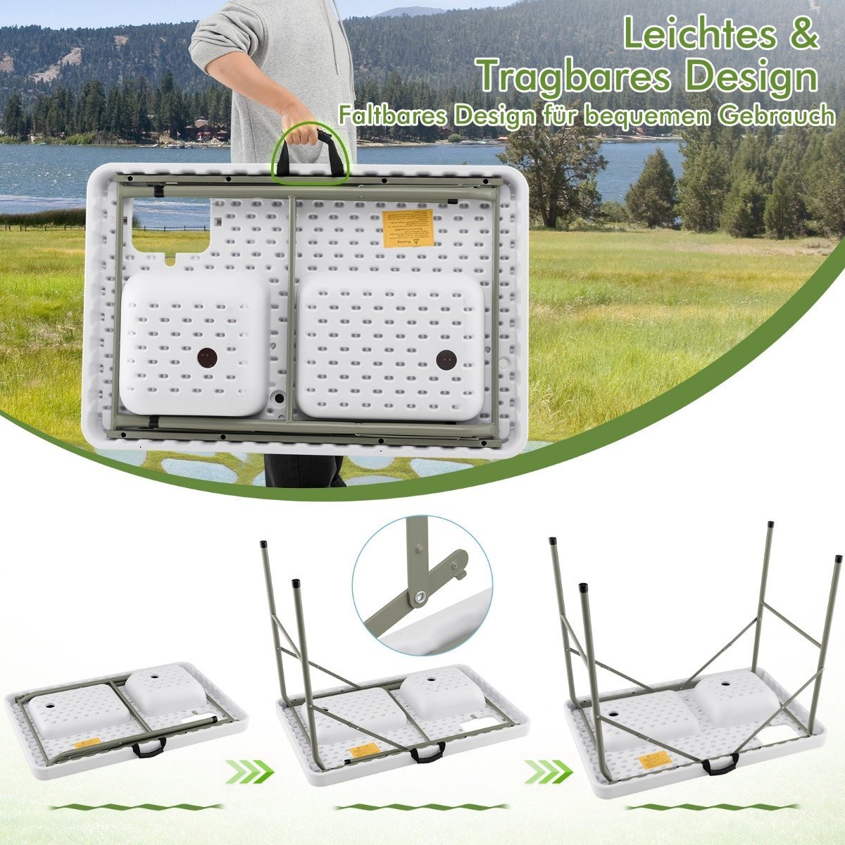Fish cleaning table folding filleting table 101.5 x 65.5 x 107.5 cm white