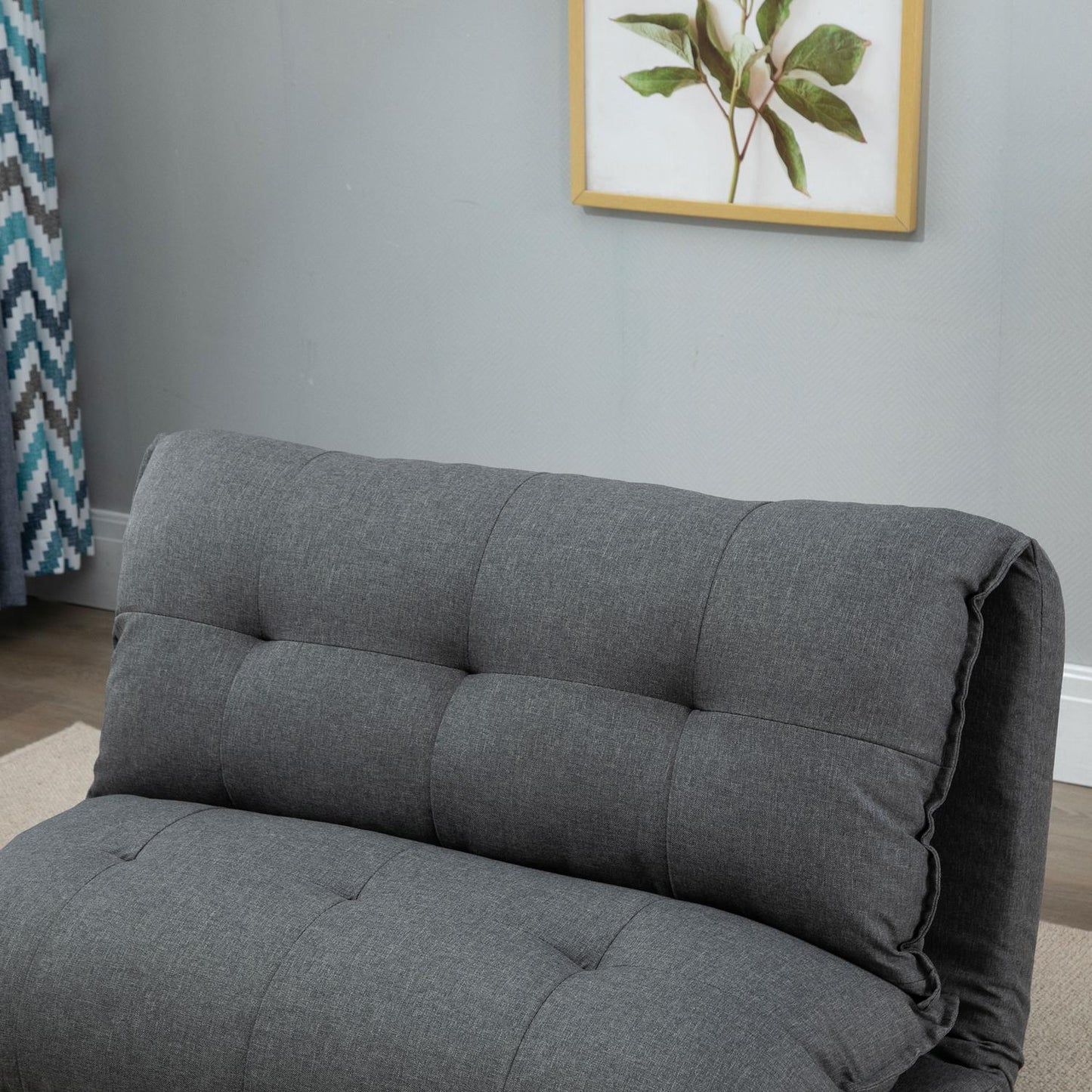 Adjustable gray floor chair - 13-position sofa bed, linen