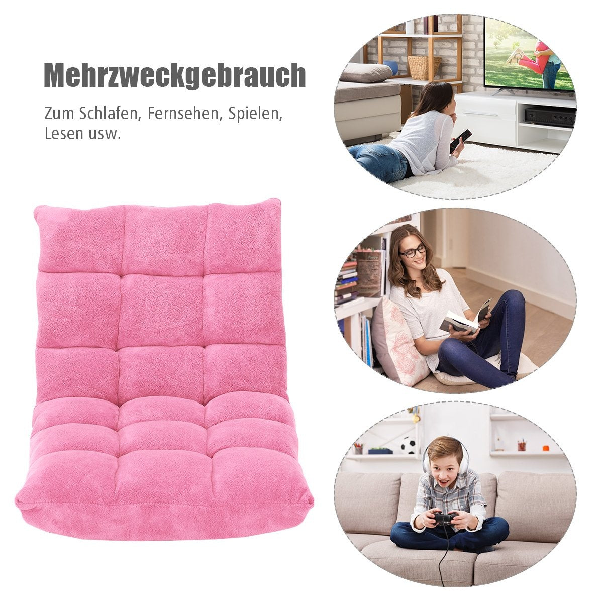 Floor Chair Foldable Lazy Sofa Lazy Tatami Floor Cushion Black/Gray/Coffee Pink