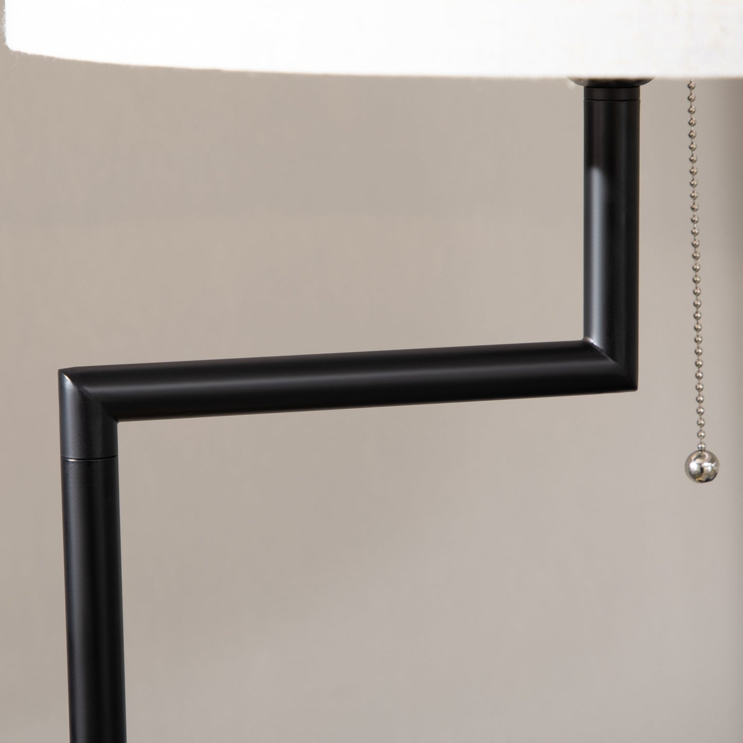 Floor lamp with shelf & USB port, steel, cream, 40W