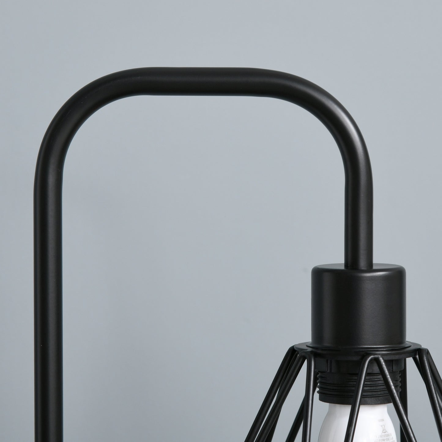Floor lamp in industrial style, E27 Base, Steel & Marble, Black