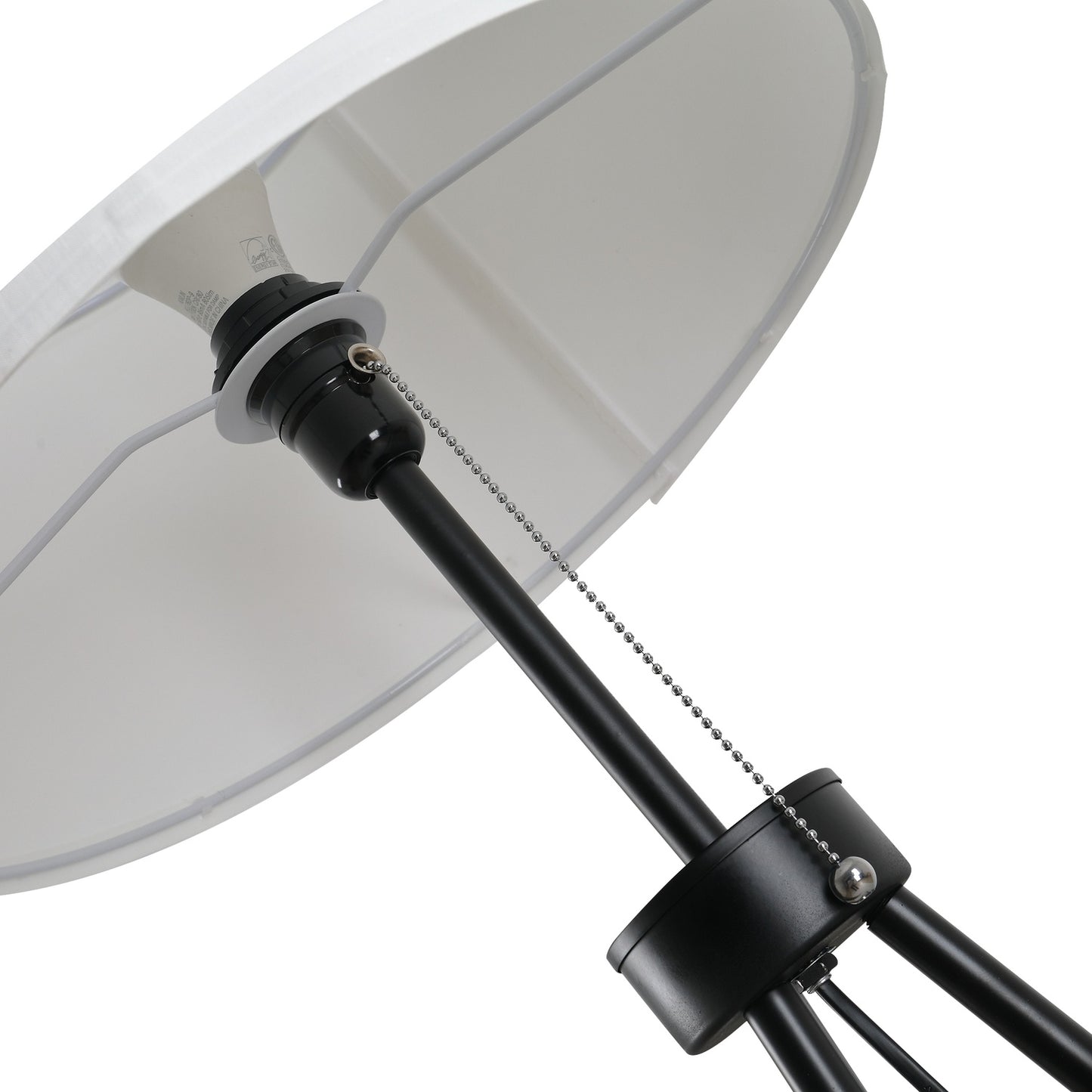 Modern black & white floor lamp E27, steel & polyester