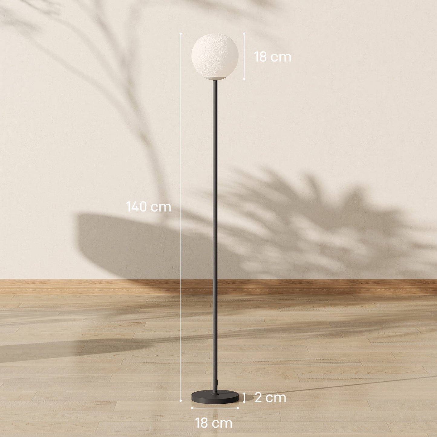 Floor Lamp with Moon Shade, Foot Switch, 3 Color Temps