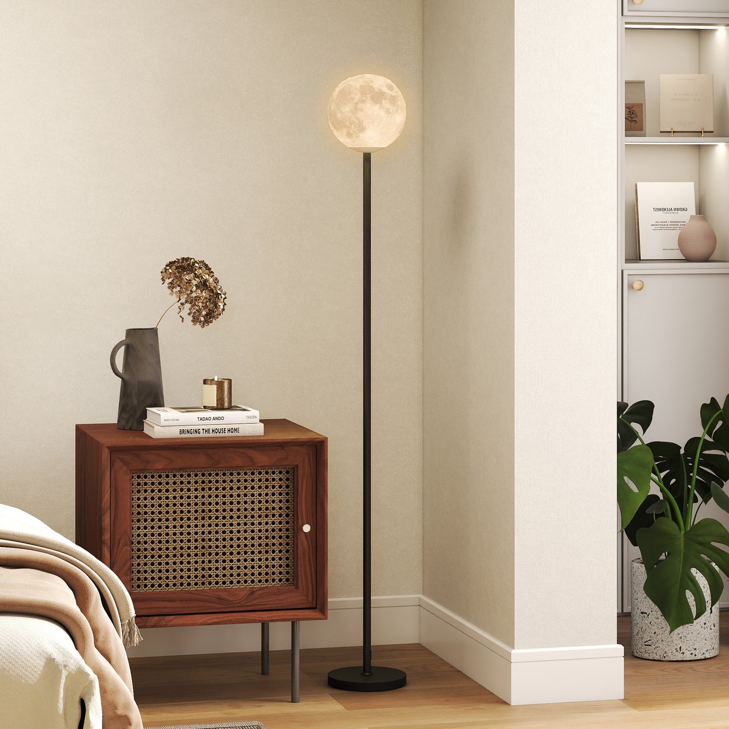 Floor Lamp with Moon Shade, Foot Switch, 3 Color Temps