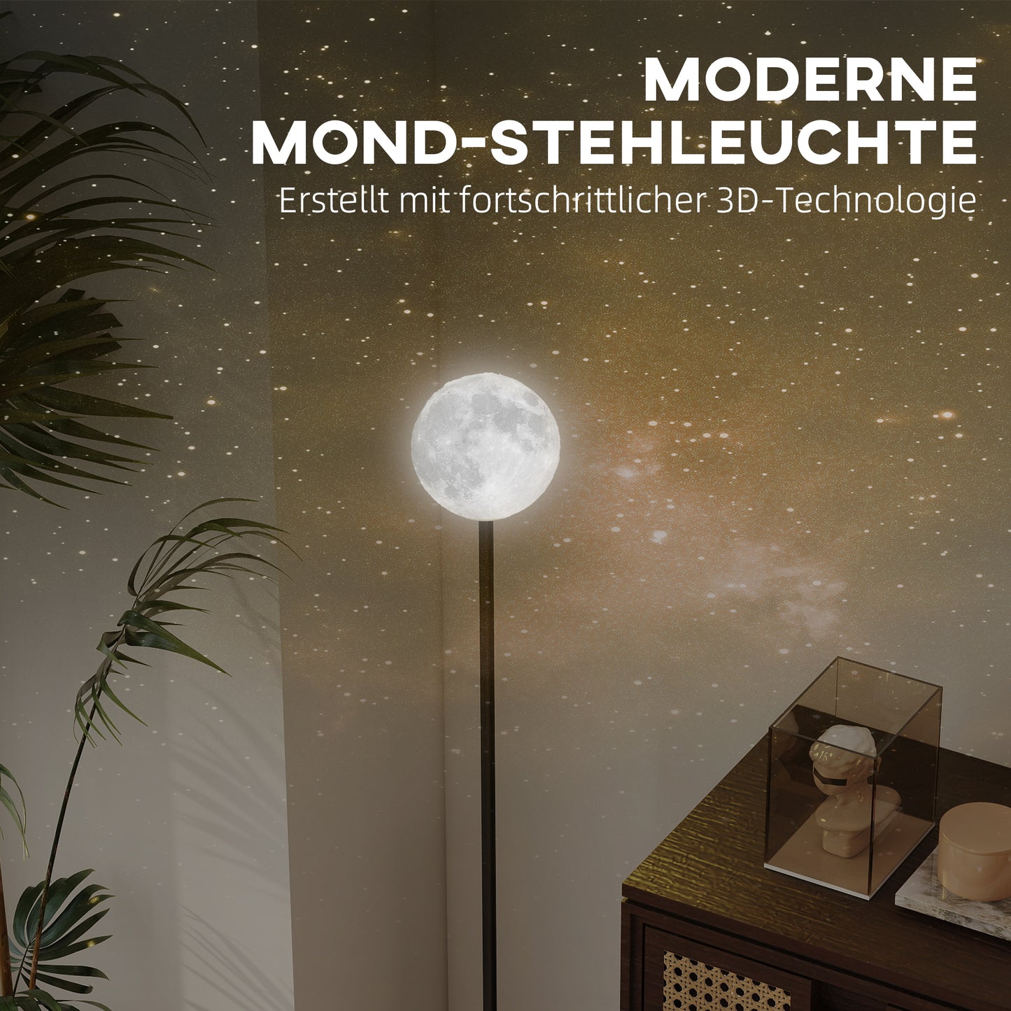 Floor Lamp with Moon Shade, Foot Switch, 3 Color Temps