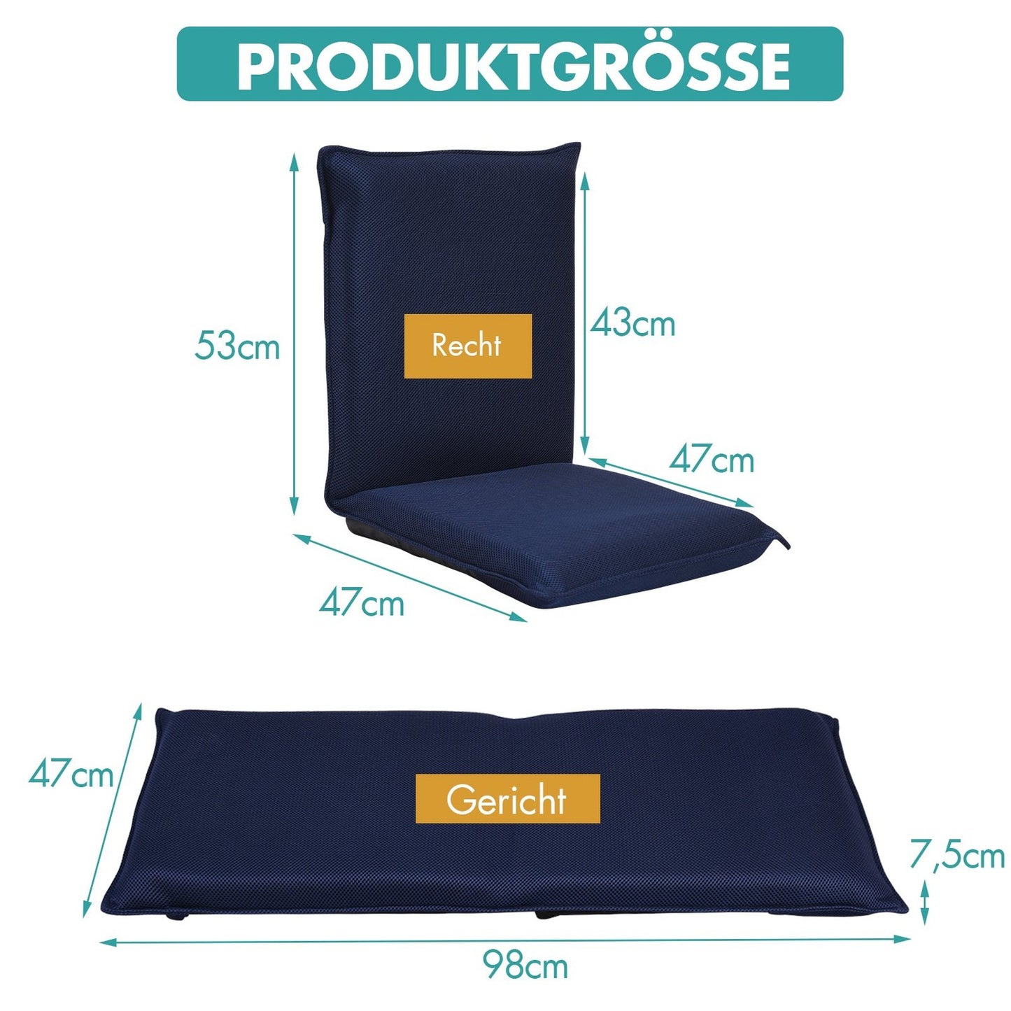 Floor chair floor chair floor sofa adjustable gaming chair comfortable backrest navy blue