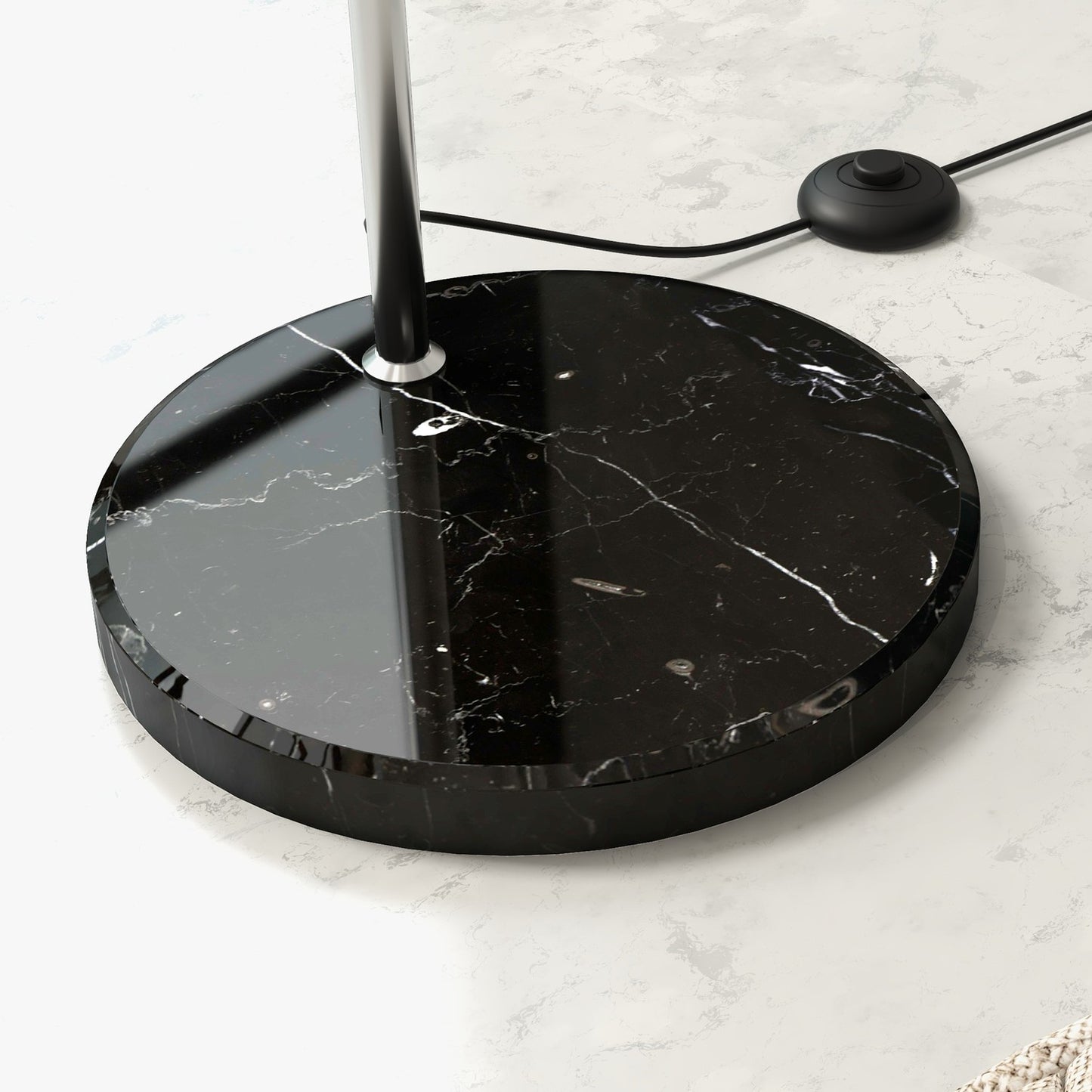 Floor lamp, adjustable height with bulb, Silver E27 Base