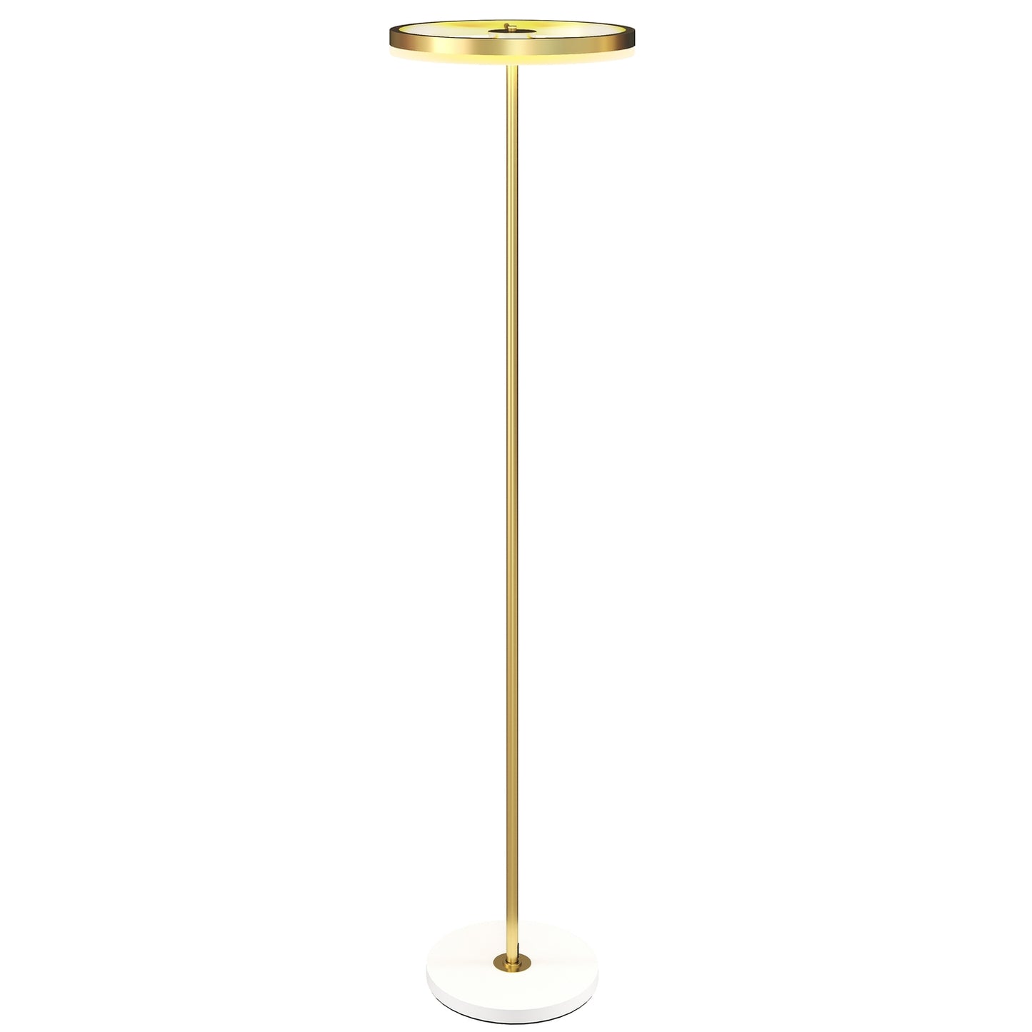Floor lamp, foot switch, metal structure, acrylic shade, 4000K, dimmable, gold-colored