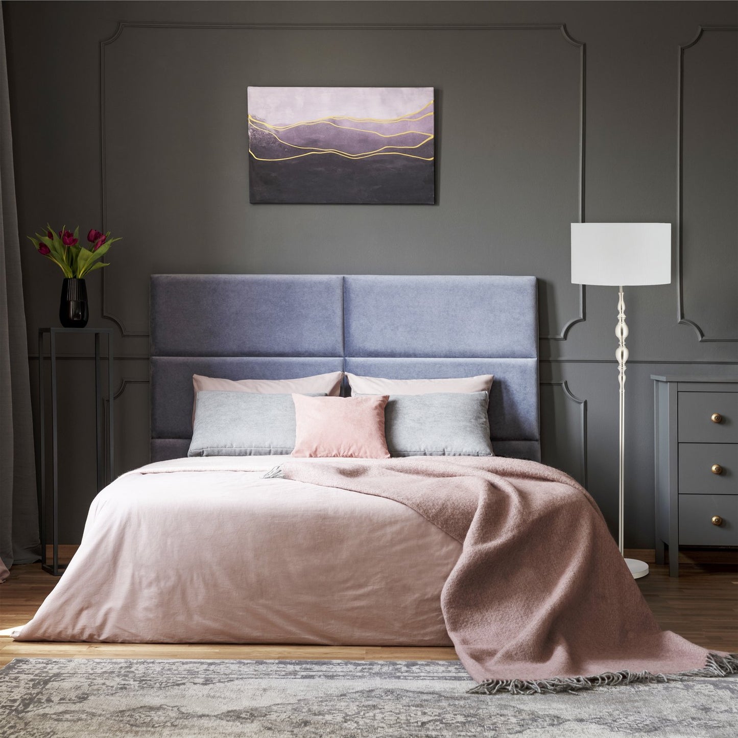 Floor lamp with fabric shade