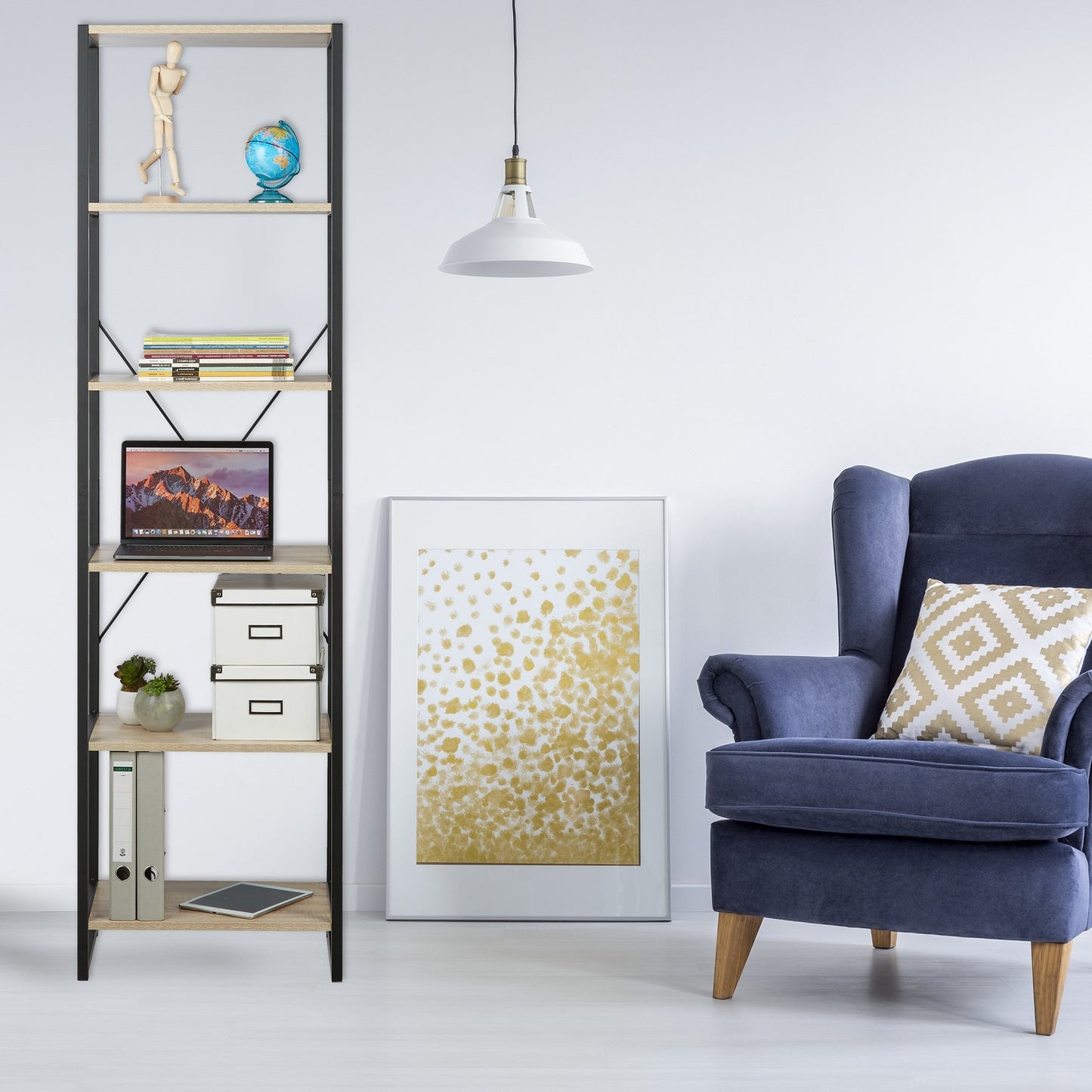 Floor shelf with 6 levels